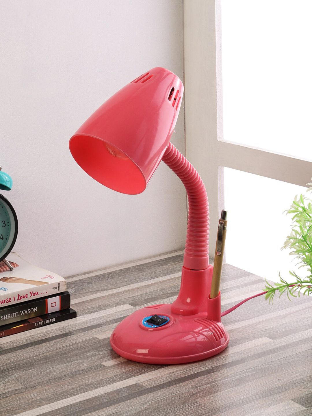 BEVERLY STUDIO Pink Solid Study Table Lamp Price in India