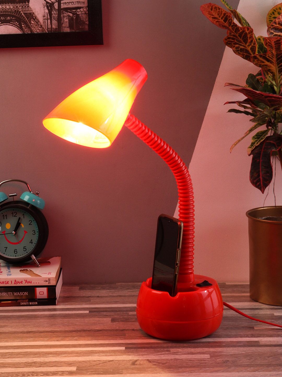 BEVERLY STUDIO Red Solid Quirky Study Lamp Price in India