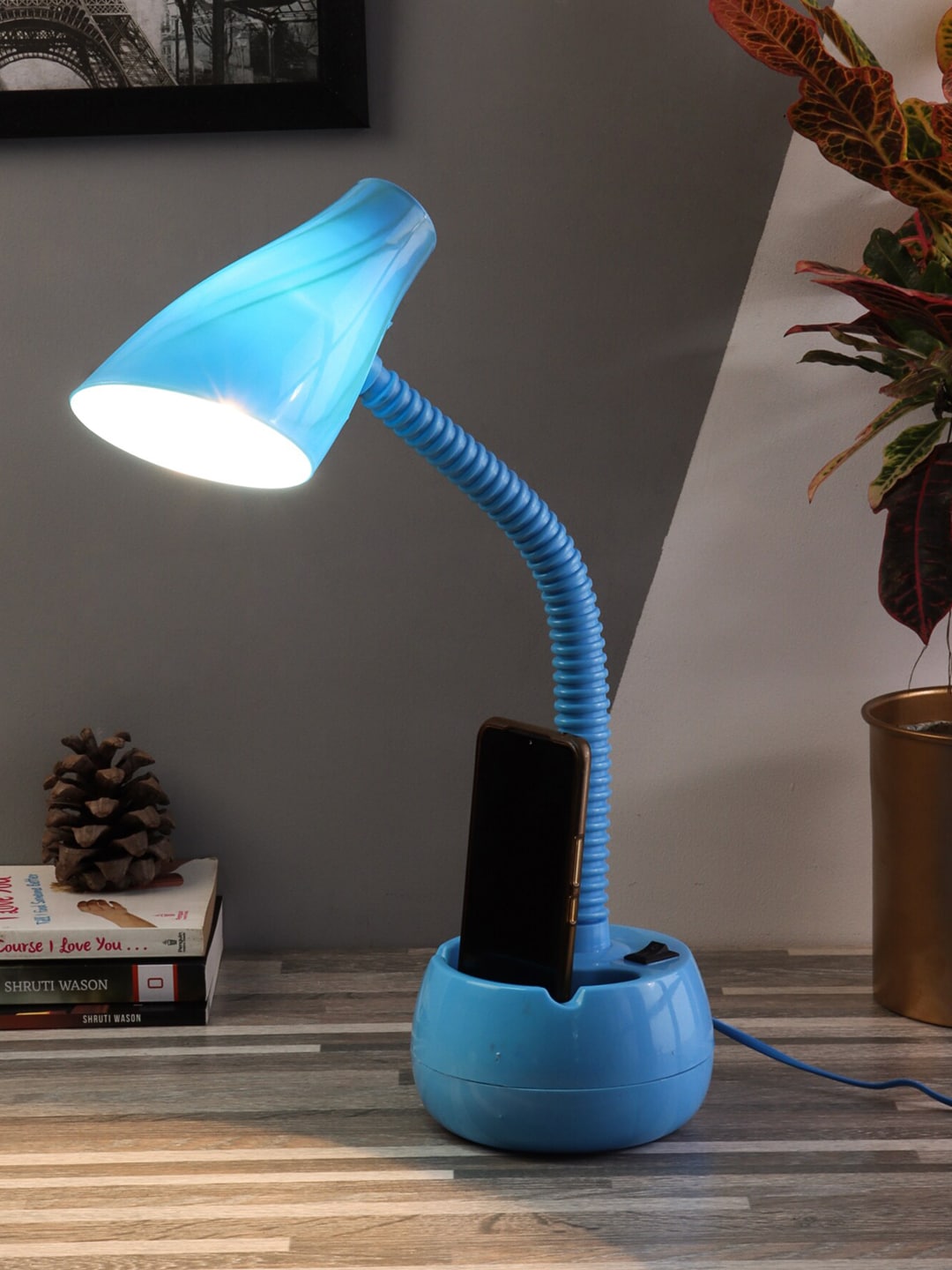BEVERLY STUDIO Blue Metal Bell Shaped Quirky Study Lamp Price in India