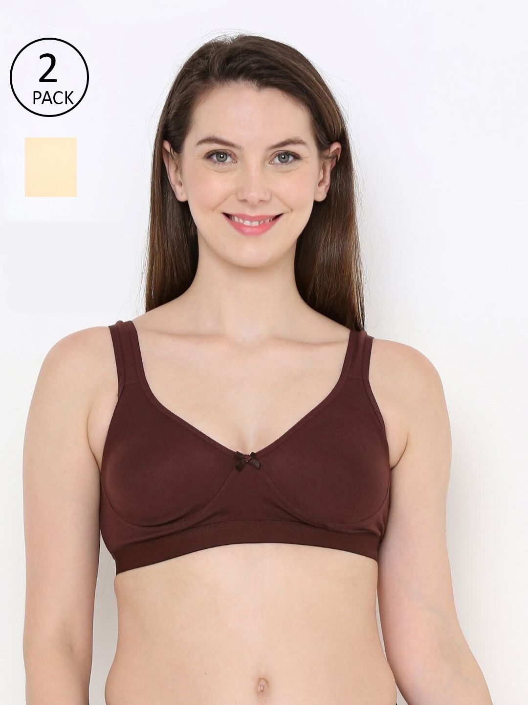 Berrys Intimatess Pack of 2 Brown & Beige Everday Sports Bra Price in India