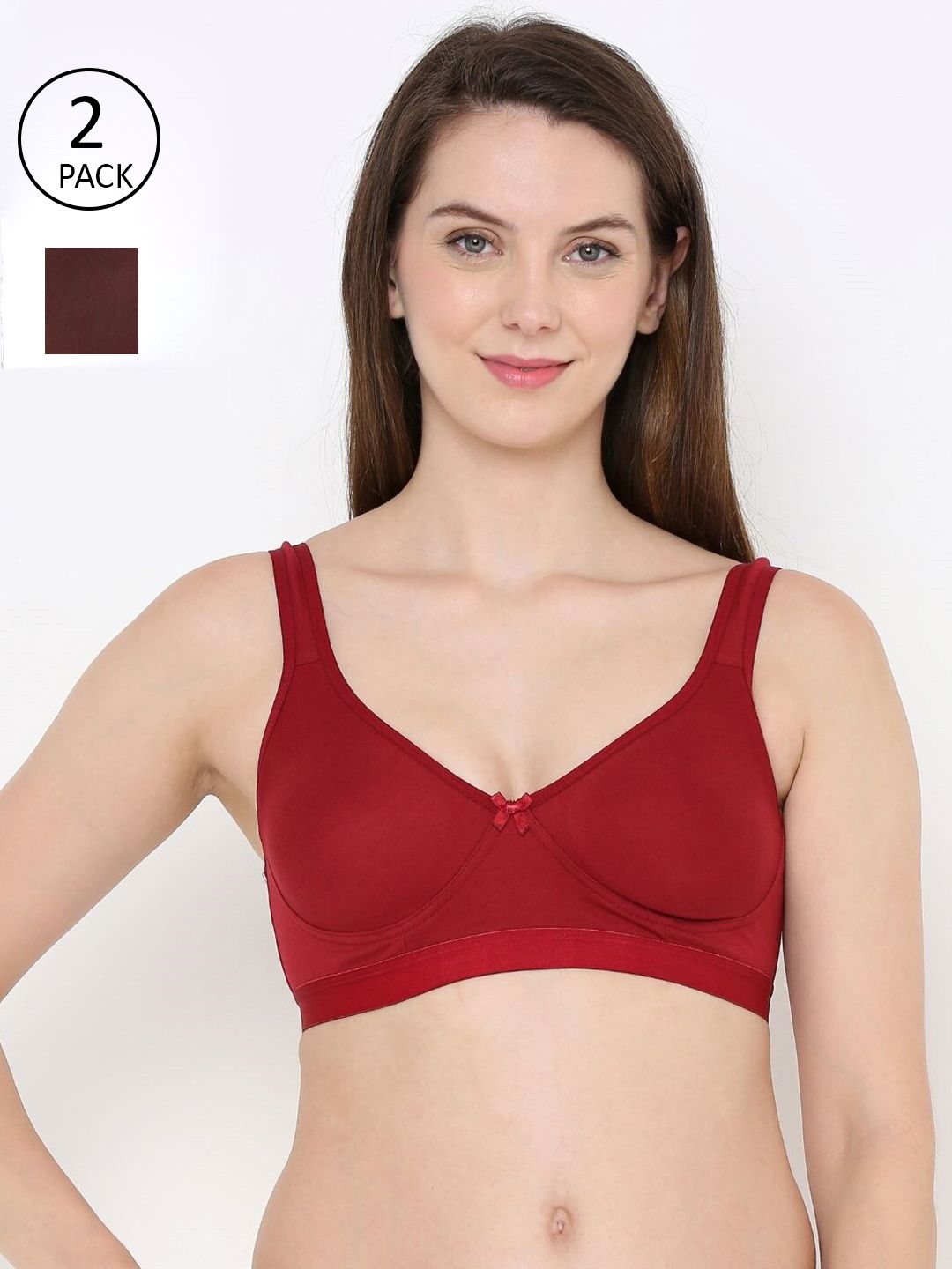 Berrys Intimatess Pack of 2 Maroon & Brown Everday Sports Bra Price in India