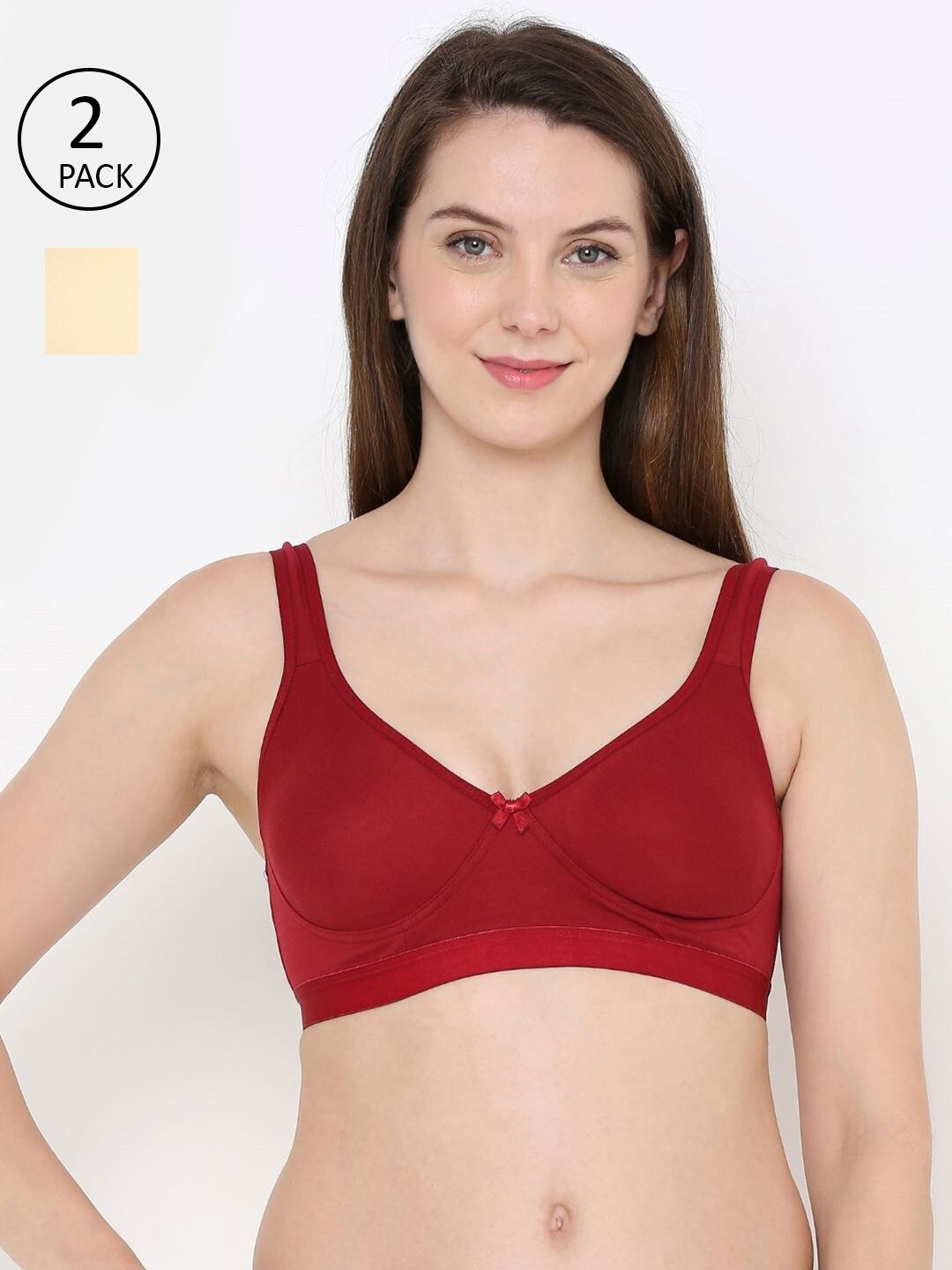 Berrys Intimatess Pack of 2 Maroon & Beige Everday Sports Bra Price in India