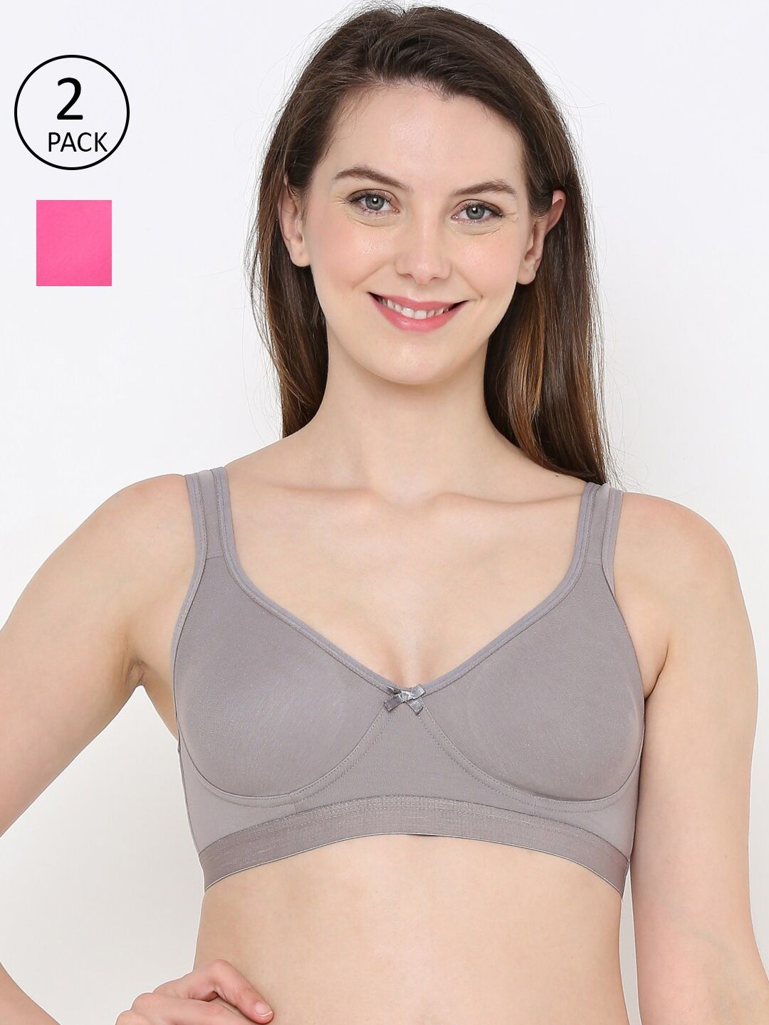 Berrys Intimatess Pack of 2 Pink & Grey Everday Sports Bra Price in India