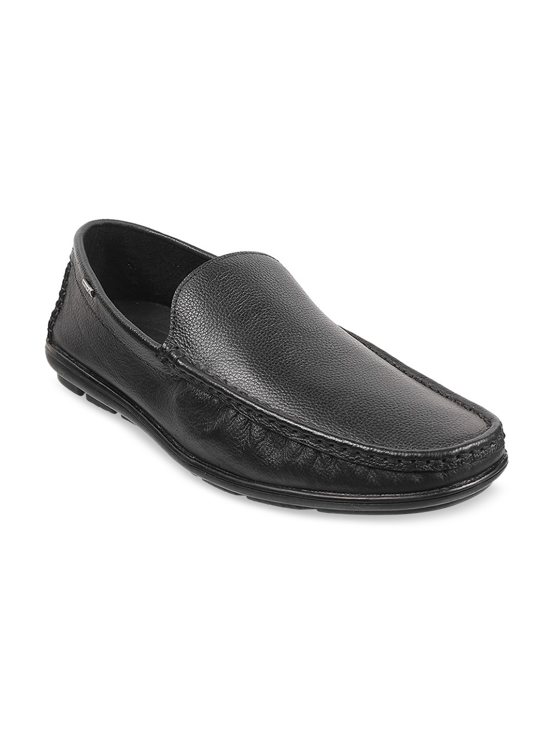 WALKWAY by Metro Men Black Leather Slip-On Loafers