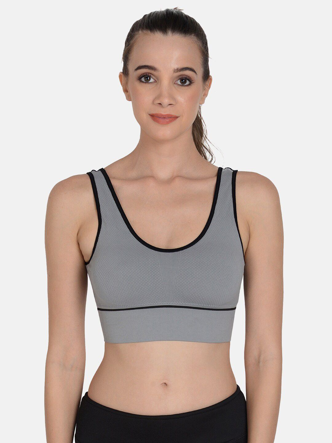 mod & shy Grey Non Padded Workout Sports Bra Price in India