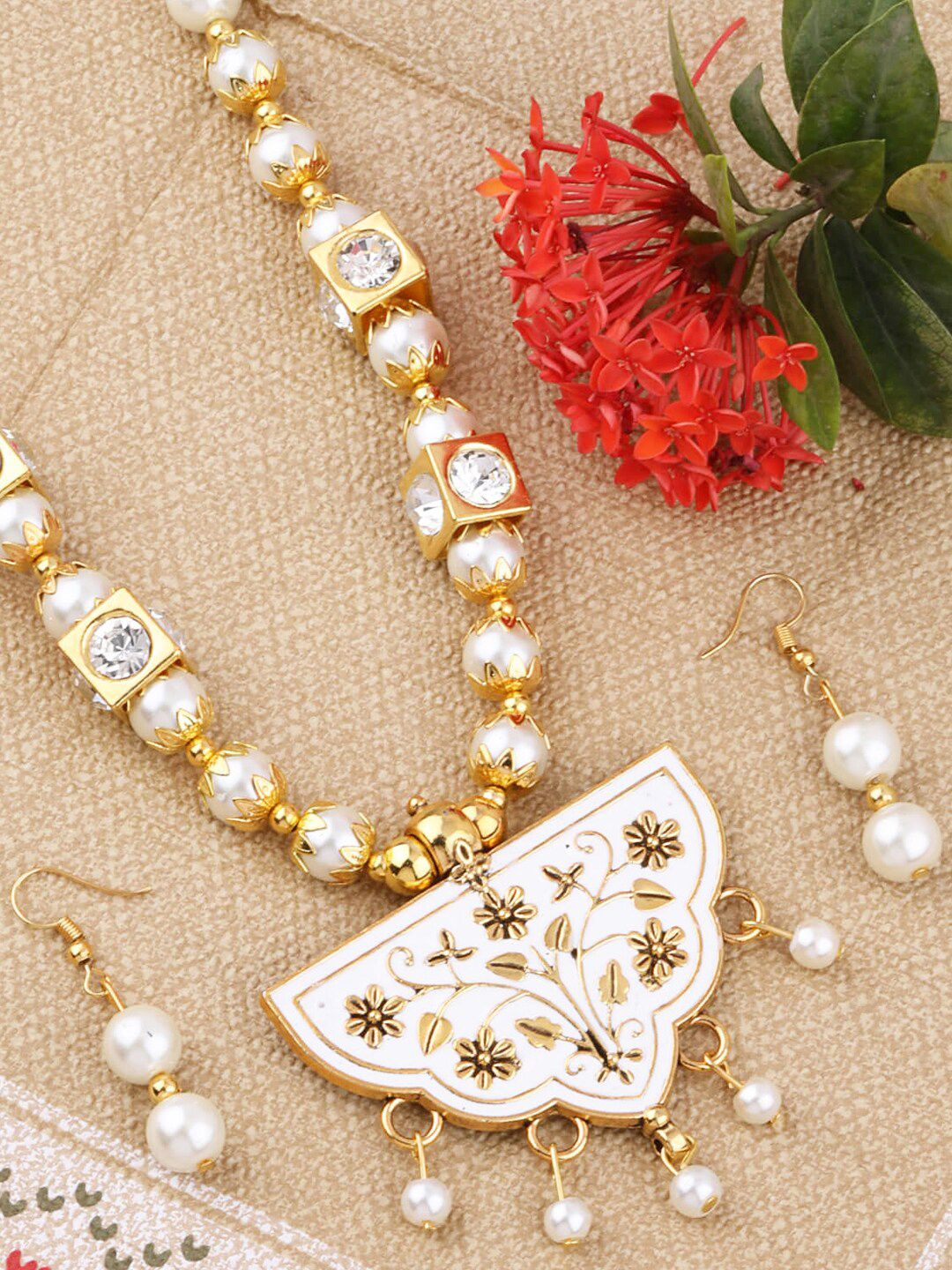Silver Shine Multicoloured Gold-Plated Necklace Price in India