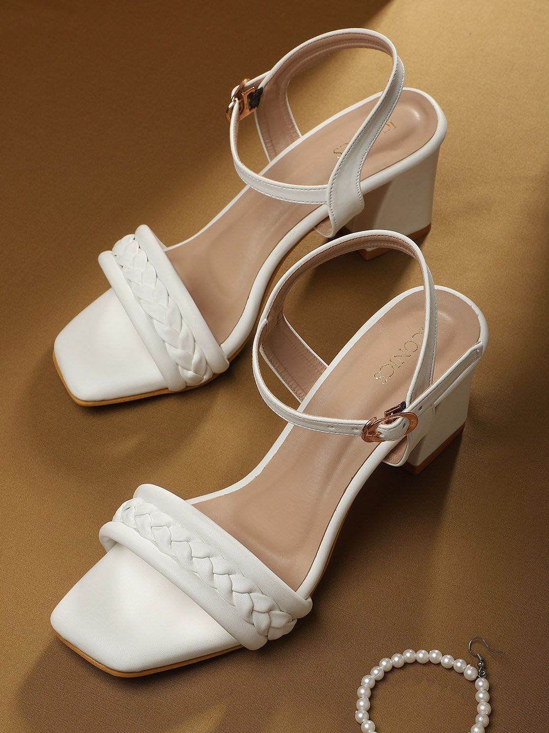 ICONICS Women White Block Heels