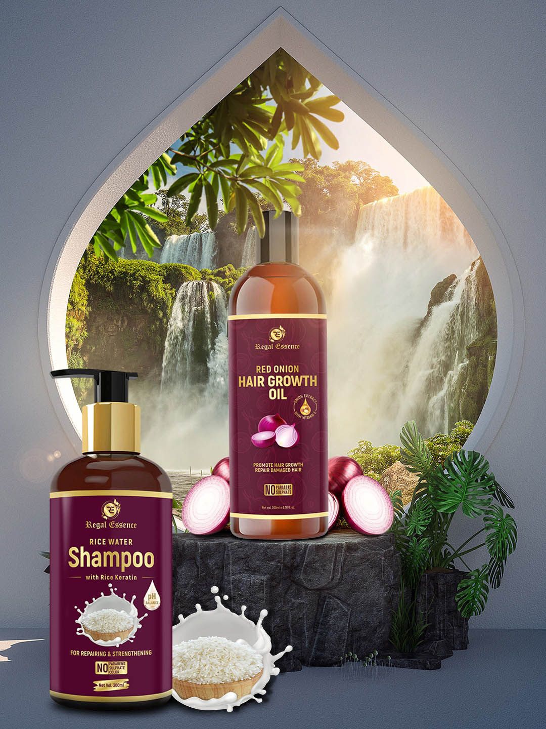 Regal Essence Red Onion Hair Growth Oil 200 ml & Rice Water Shampoo 300 ml Price in India