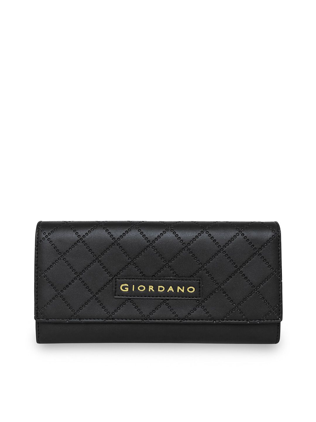 GIORDANO Women Black Textured PU Two Fold Wallet Price in India