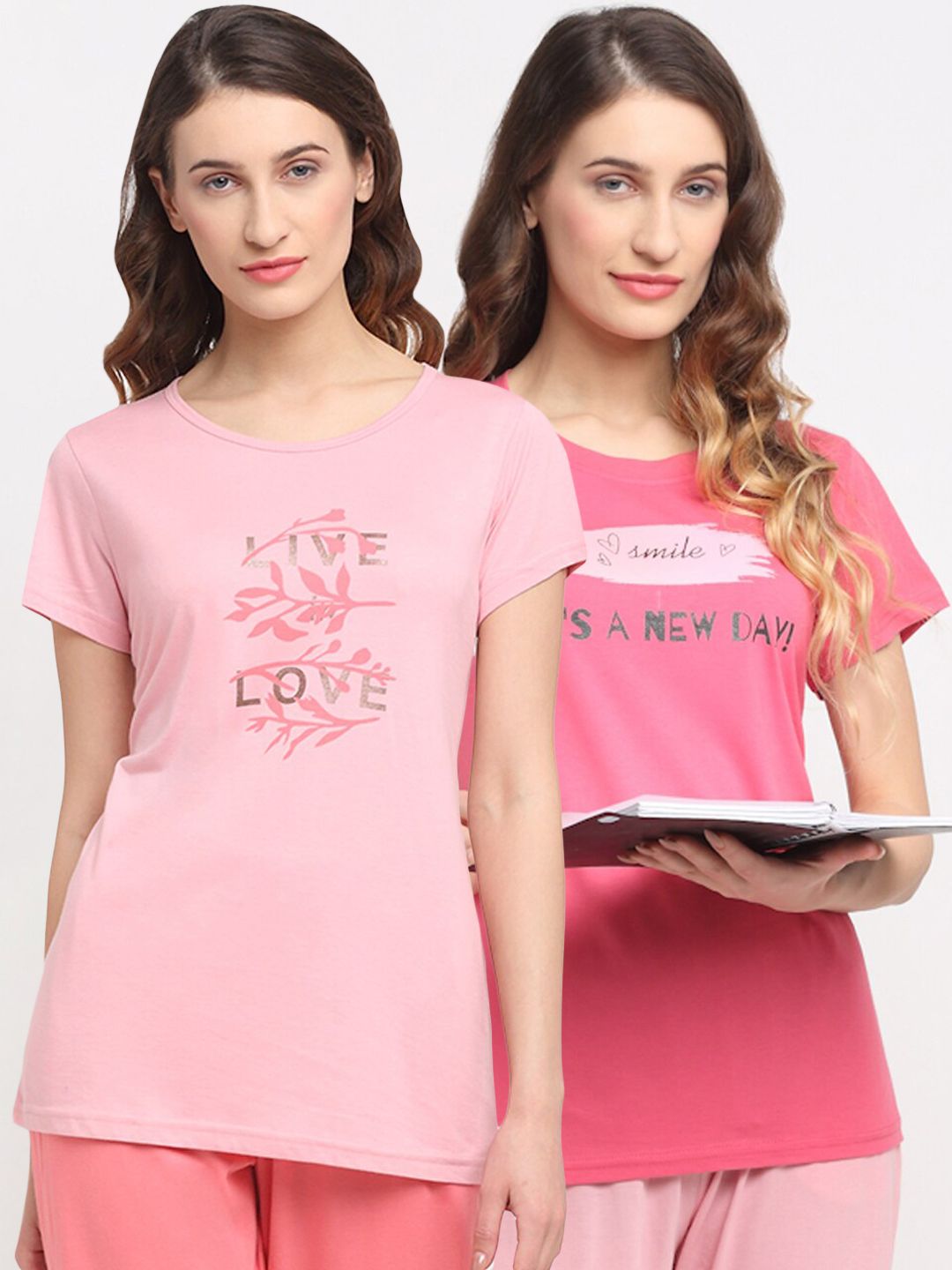 Kanvin Women Pack Of 2 Printed Lounge Tshirts Price in India