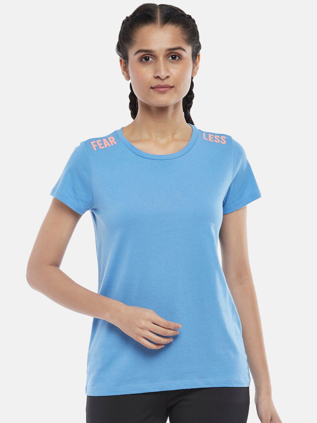 Ajile by Pantaloons Women Blue Outdoor Cotton T-shirt Price in India