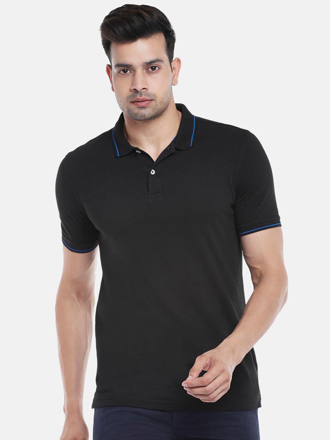 BYFORD by Pantaloons Men Black Polo Collar Outdoor T-shirt