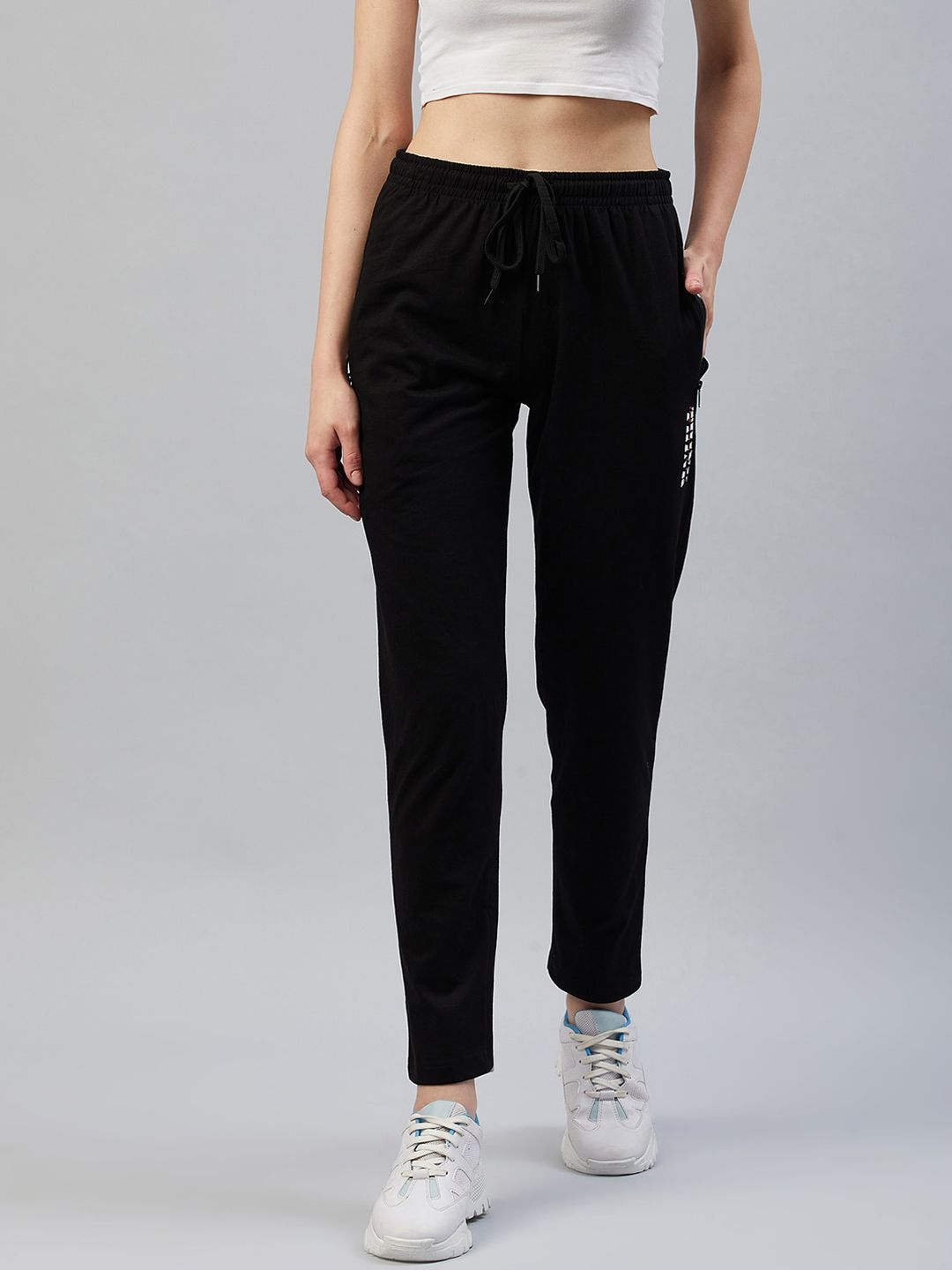 C9 AIRWEAR Women Black Solid Track Pants Price in India