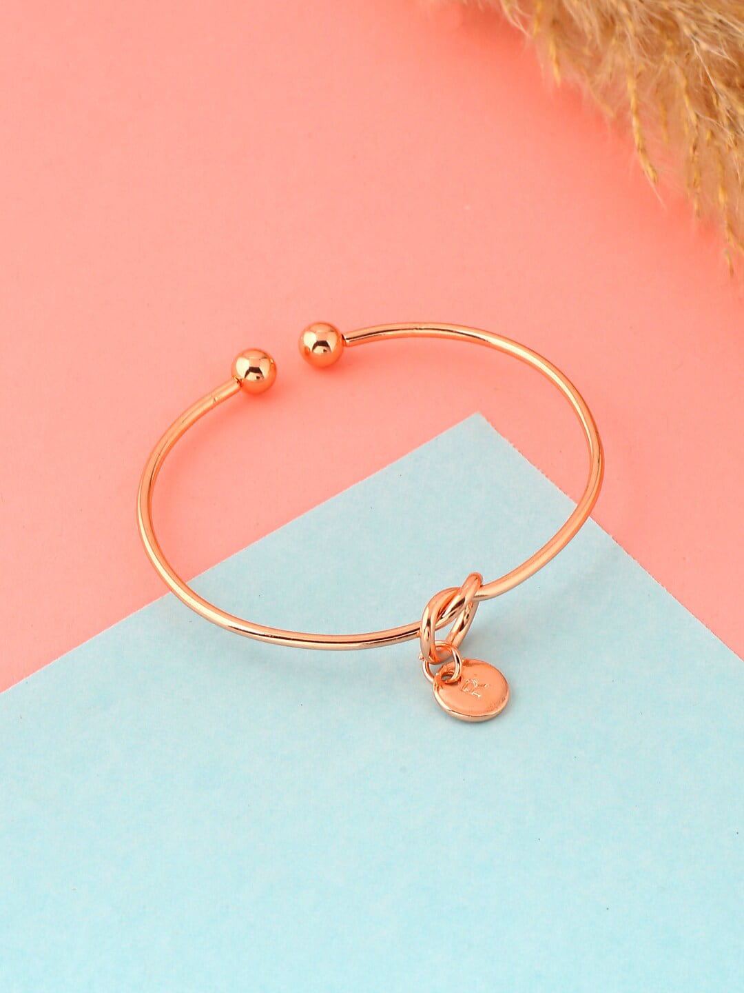 Yellow Chimes Women Rose Gold-Plated Brass R Initial Cuff Bracelet Price in India