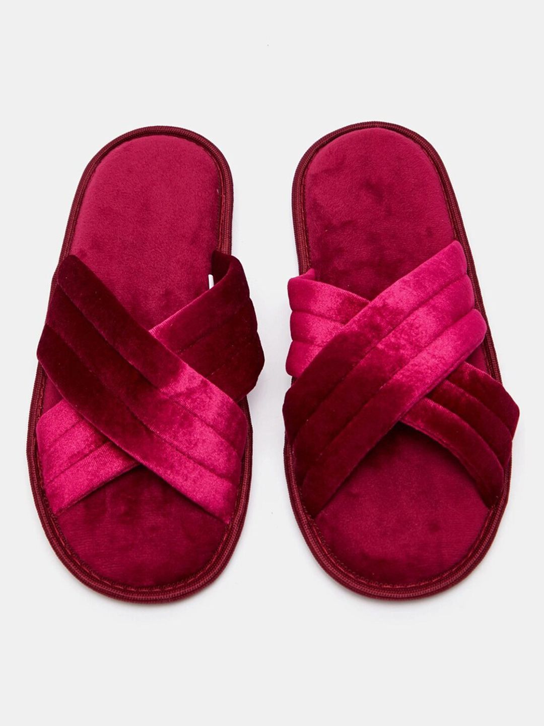 shoexpress Women Burgundy Room Slippers Price in India