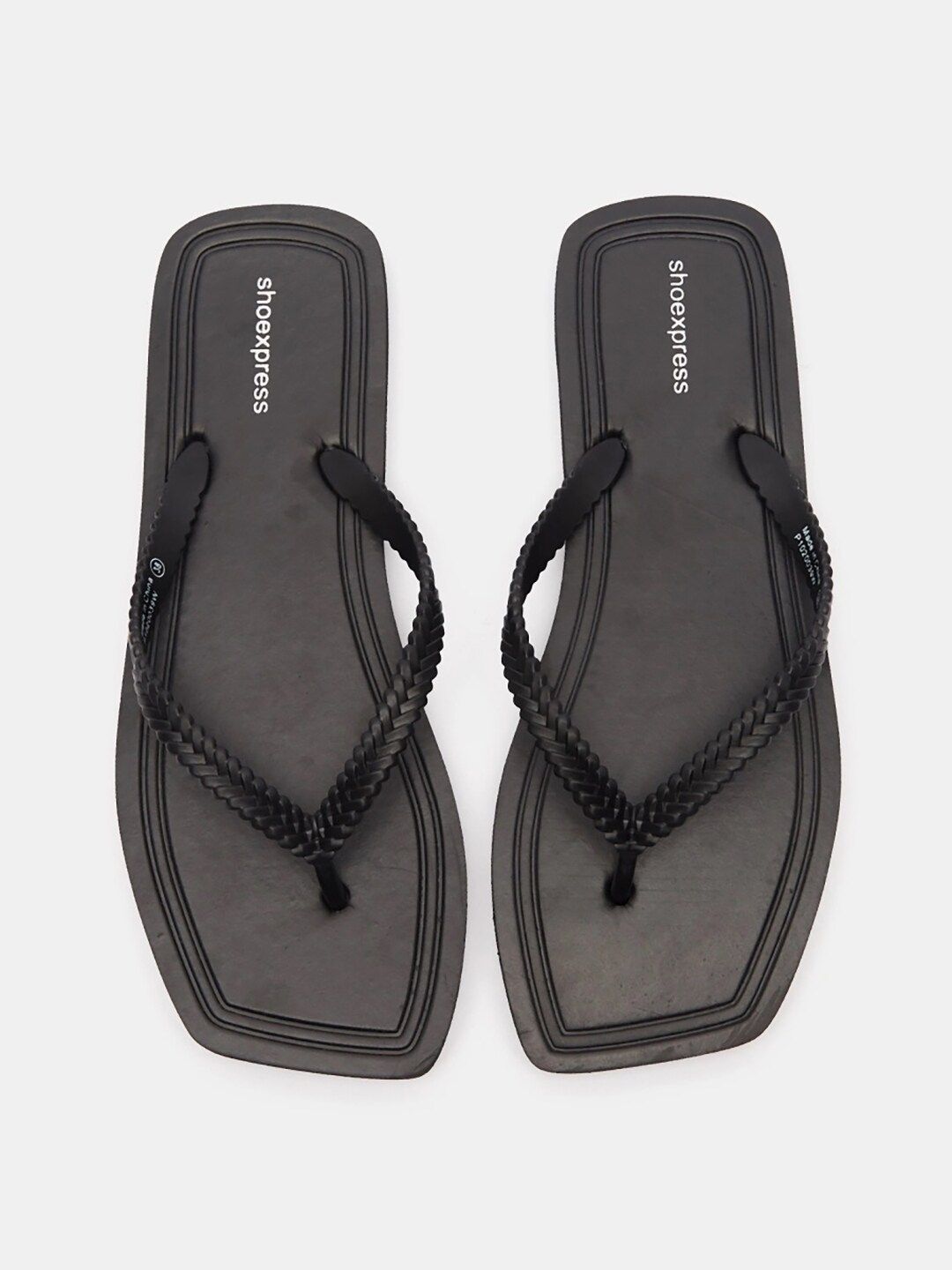 shoexpress Women Black Rubber Thong Flip-Flops Price in India