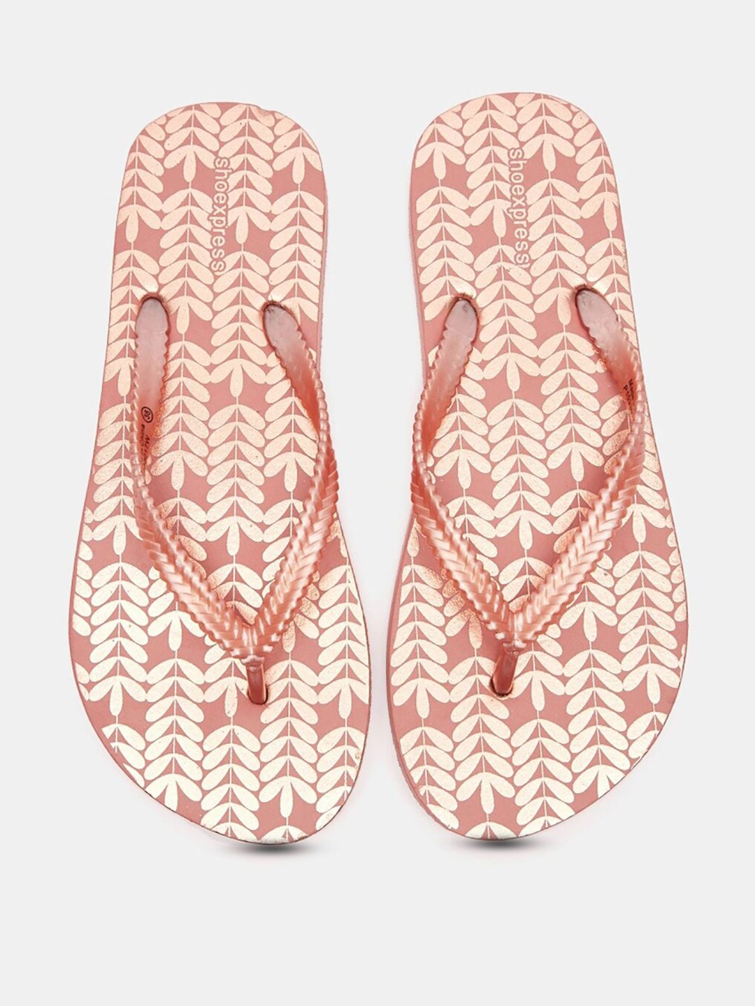 shoexpress Women Rose Gold Printed Rubber Room Slippers Price in India