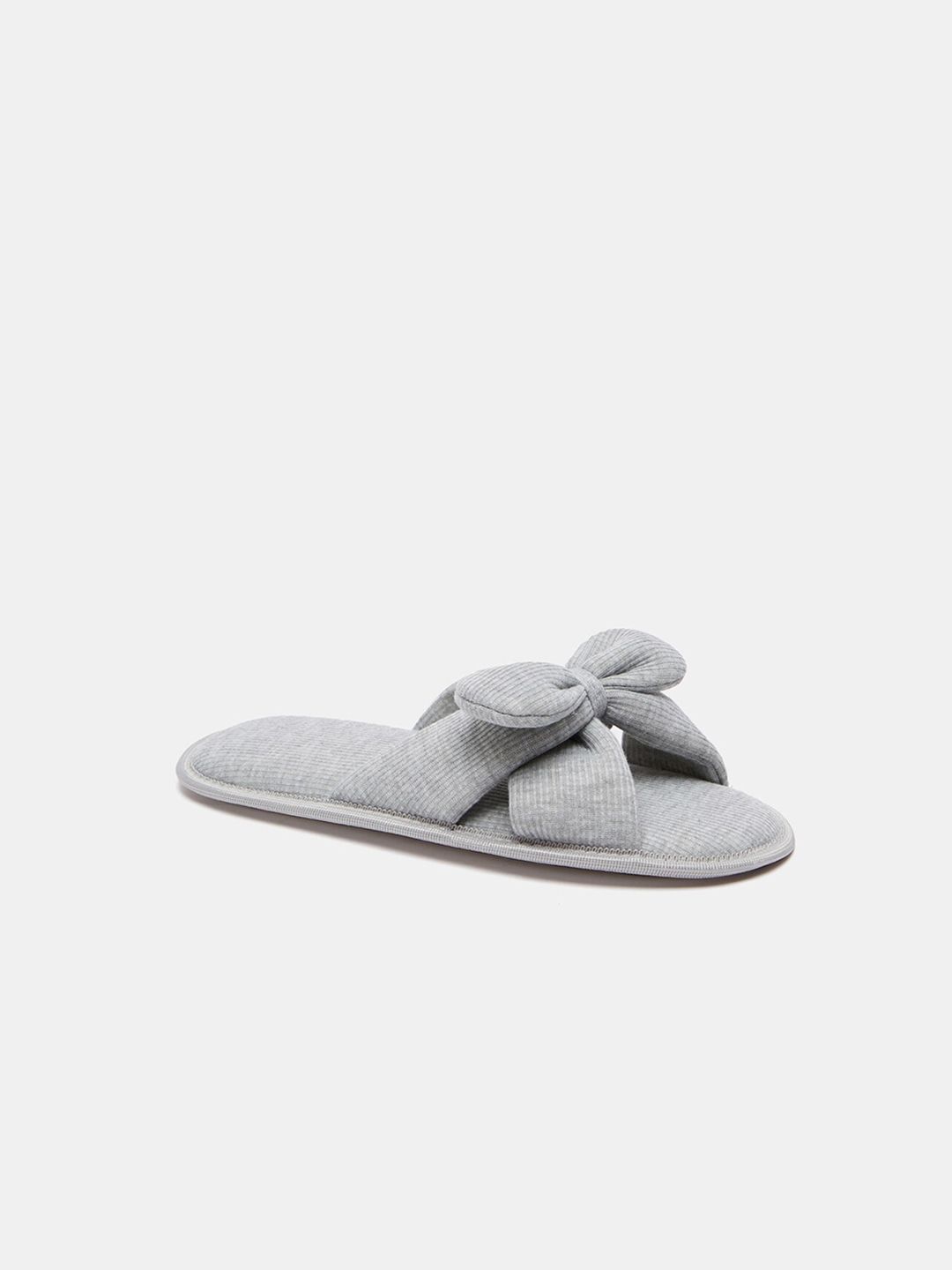 shoexpress Women Grey Room Slippers with Bow Price in India