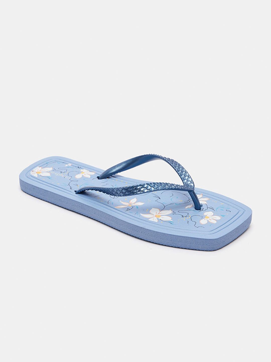shoexpress Women Blue & White Printed Rubber Slip-On Price in India
