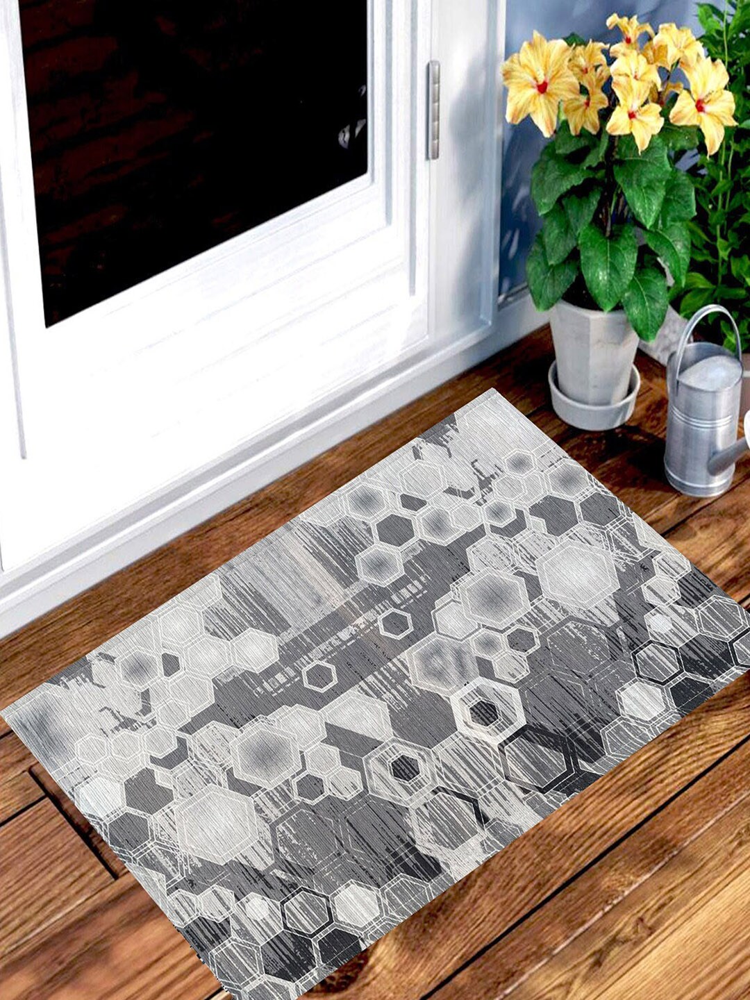 BELLA TRUE Grey set of 2 digital printed Doormats Price in India