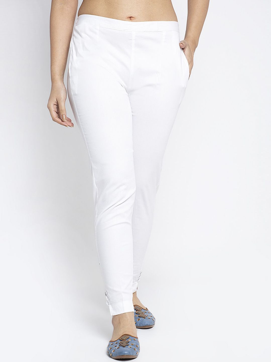 GRACIT Women White Smart Skinny Fit Trousers Price in India