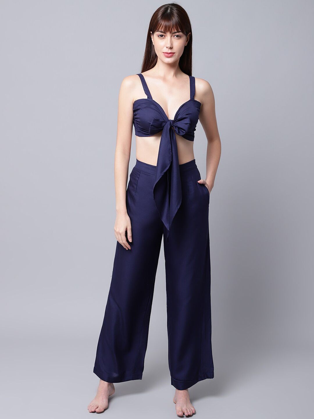 EROTISSCH Women Blue Solid Beachwear Set Price in India