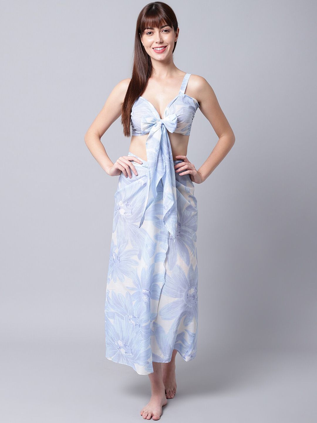EROTISSCH Women Blue & White Printed Sarong Skirt Price in India