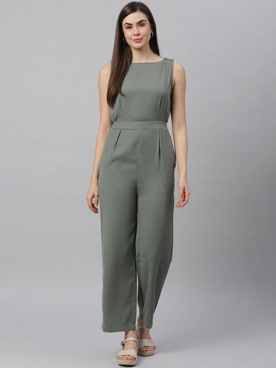 JUNE & HARRY Green Basic Jumpsuit Price in India