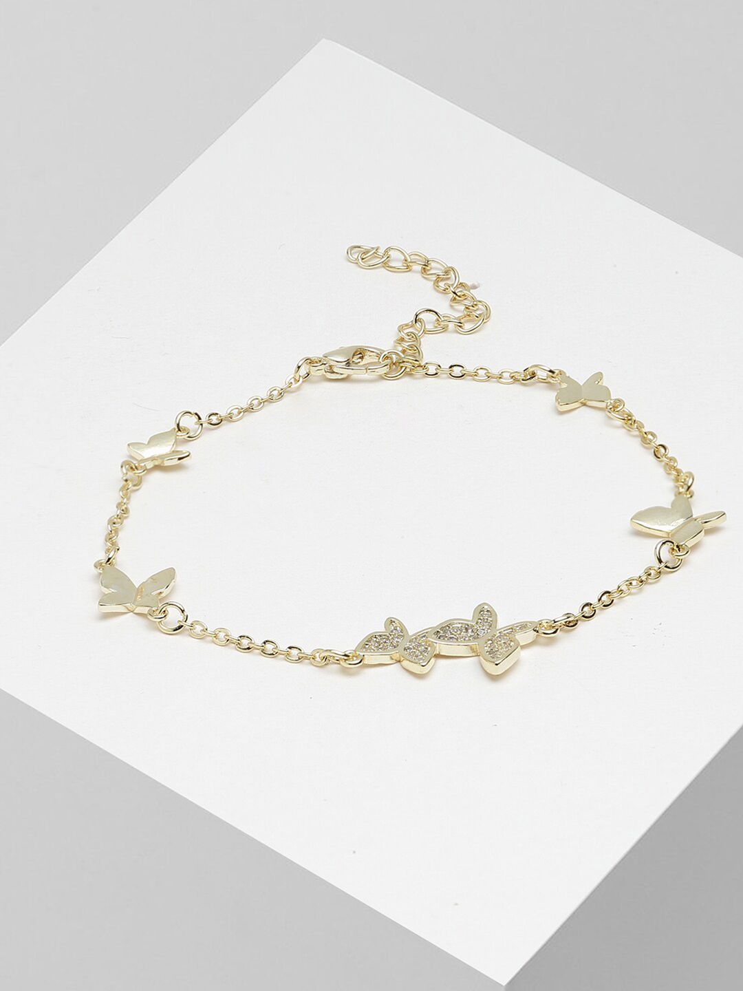 Wild & Free Women Gold-Plated Butterfly Charm Bracelet Price in India