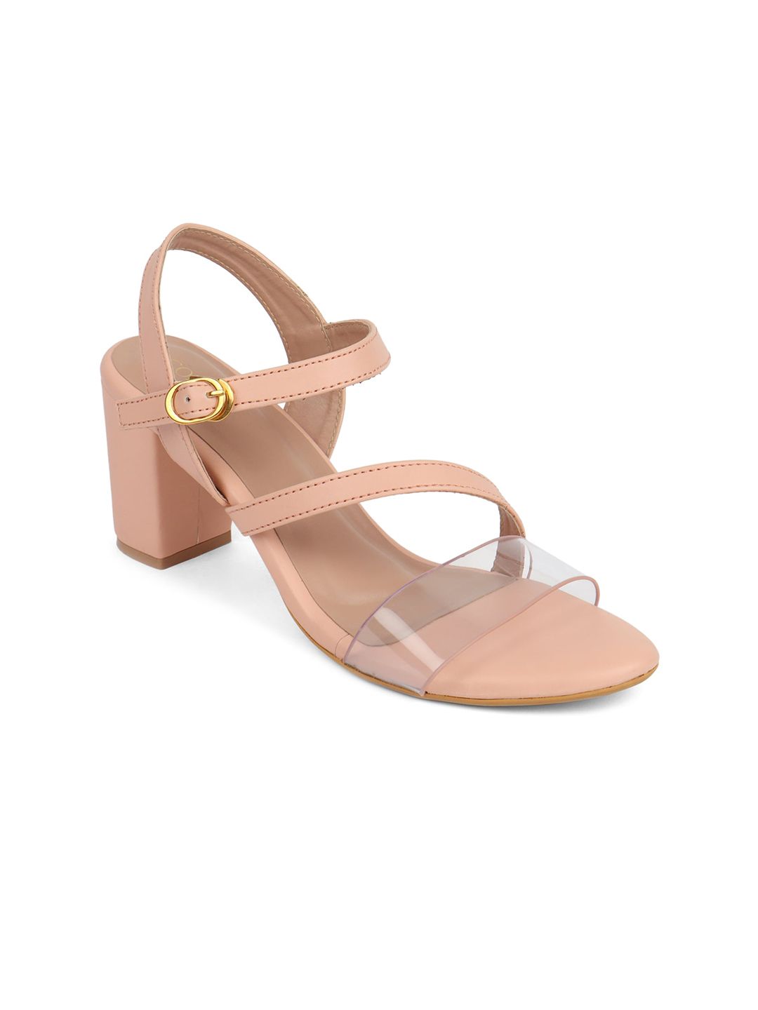 ICONICS Peach-Coloured Block Pumps with Buckles Price in India