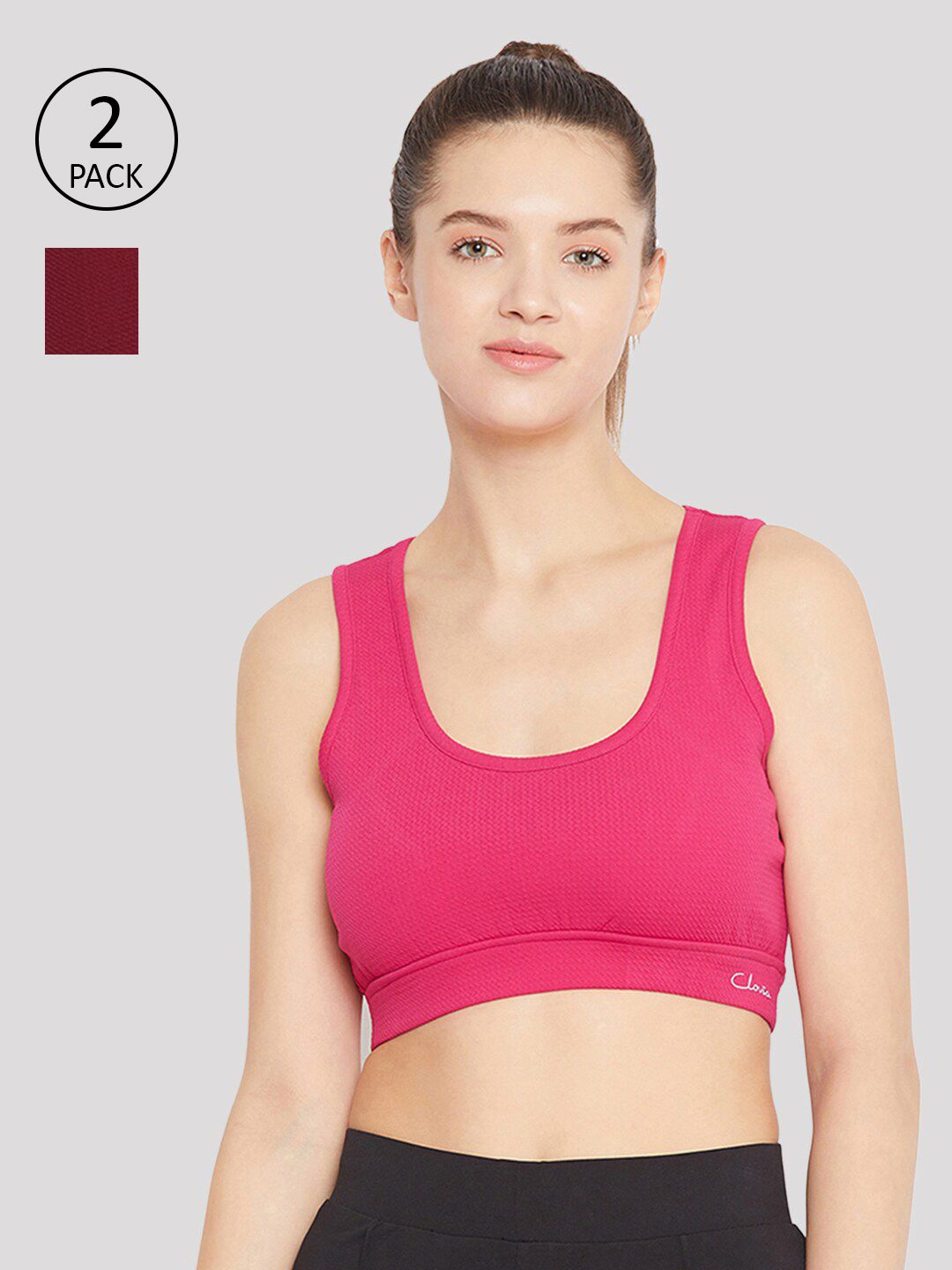 Clovia Pink & Maroon Pack Of 2 Lightly Padded Bras Price in India