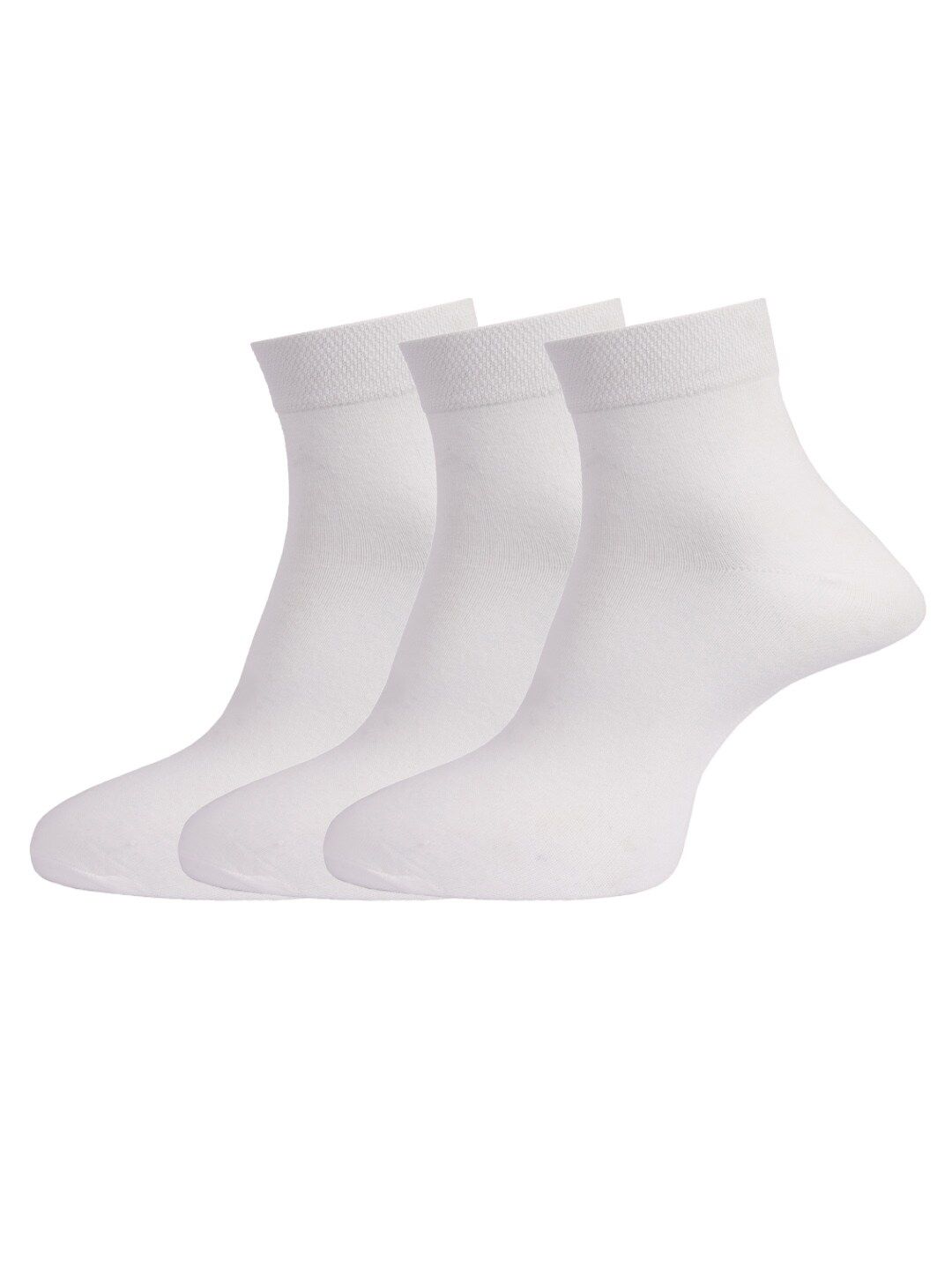 Dollar Socks Men Pack Of 3 White Solid Cotton Above Ankle-Length Socks