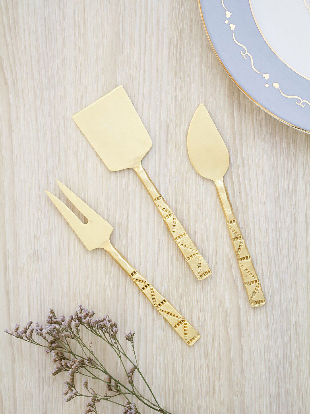 The Wishing Chair Set of 3 Gold-Toned Cheese Knives Price in India