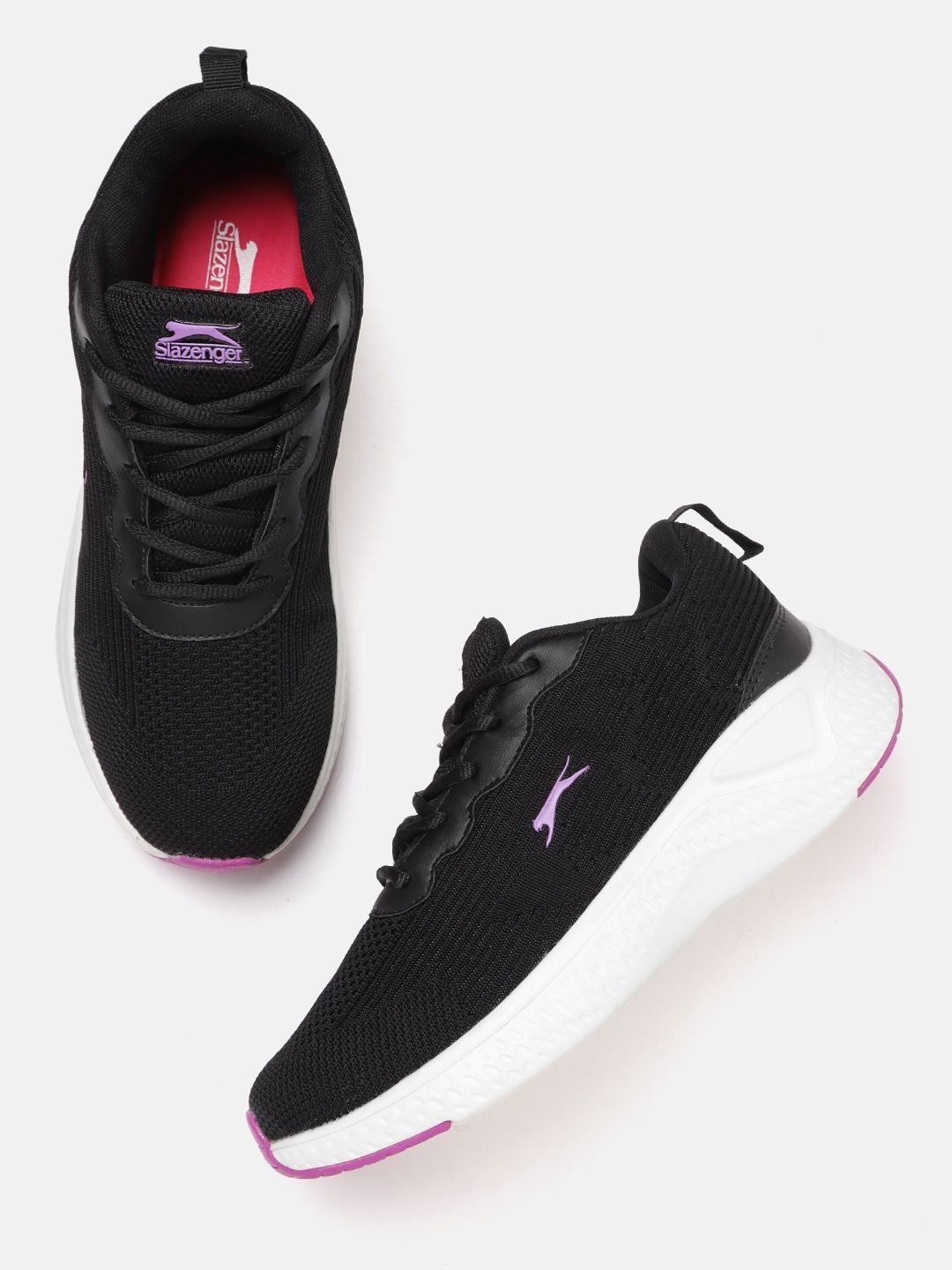 Slazenger Women Black Woven Design Running Shoes Price in India