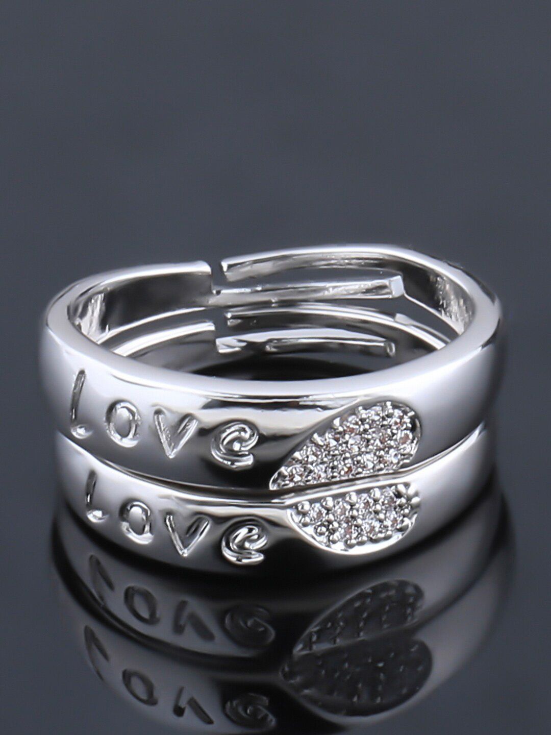 Silver Shine Unisex Silver-Plated couple Ring set Price in India