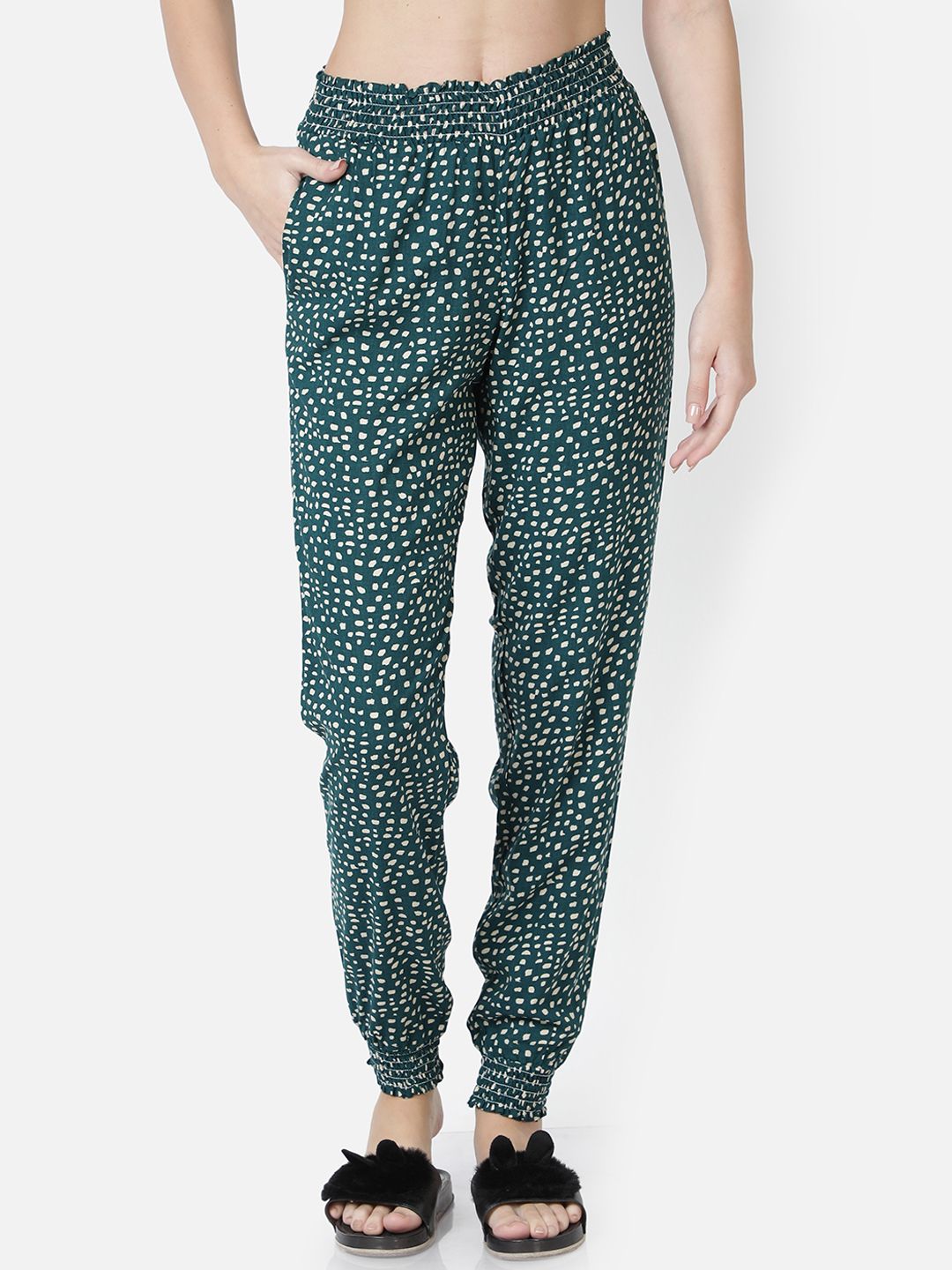 BStories Women Green Printed Lounge Pants Price in India