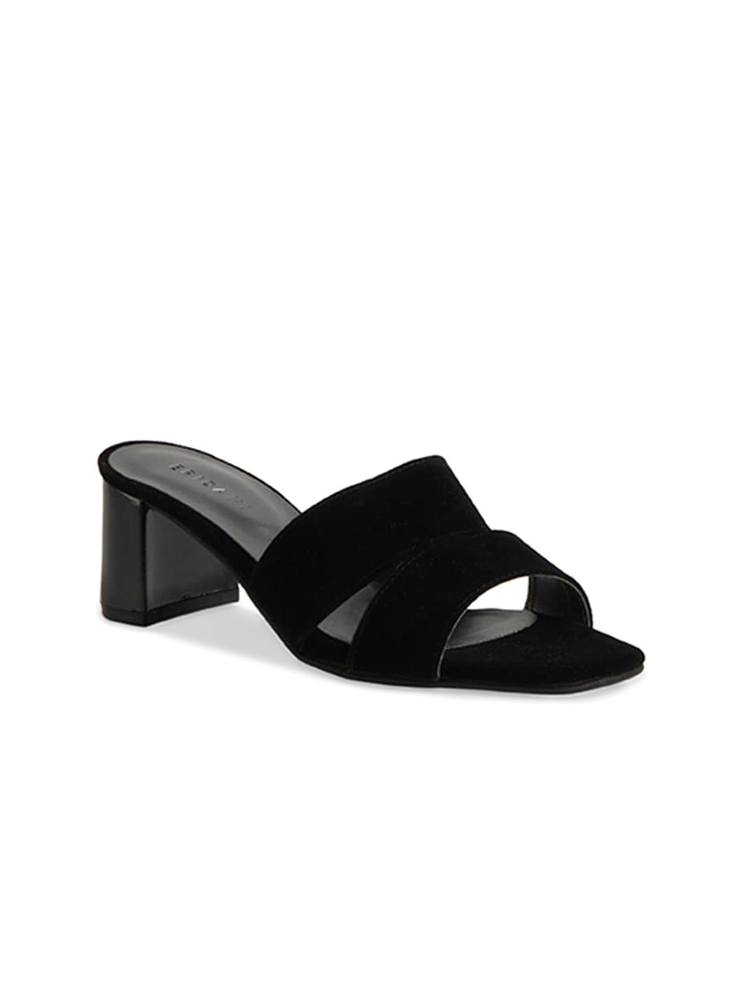 ERIDANI Black Textured Block Mules Price in India