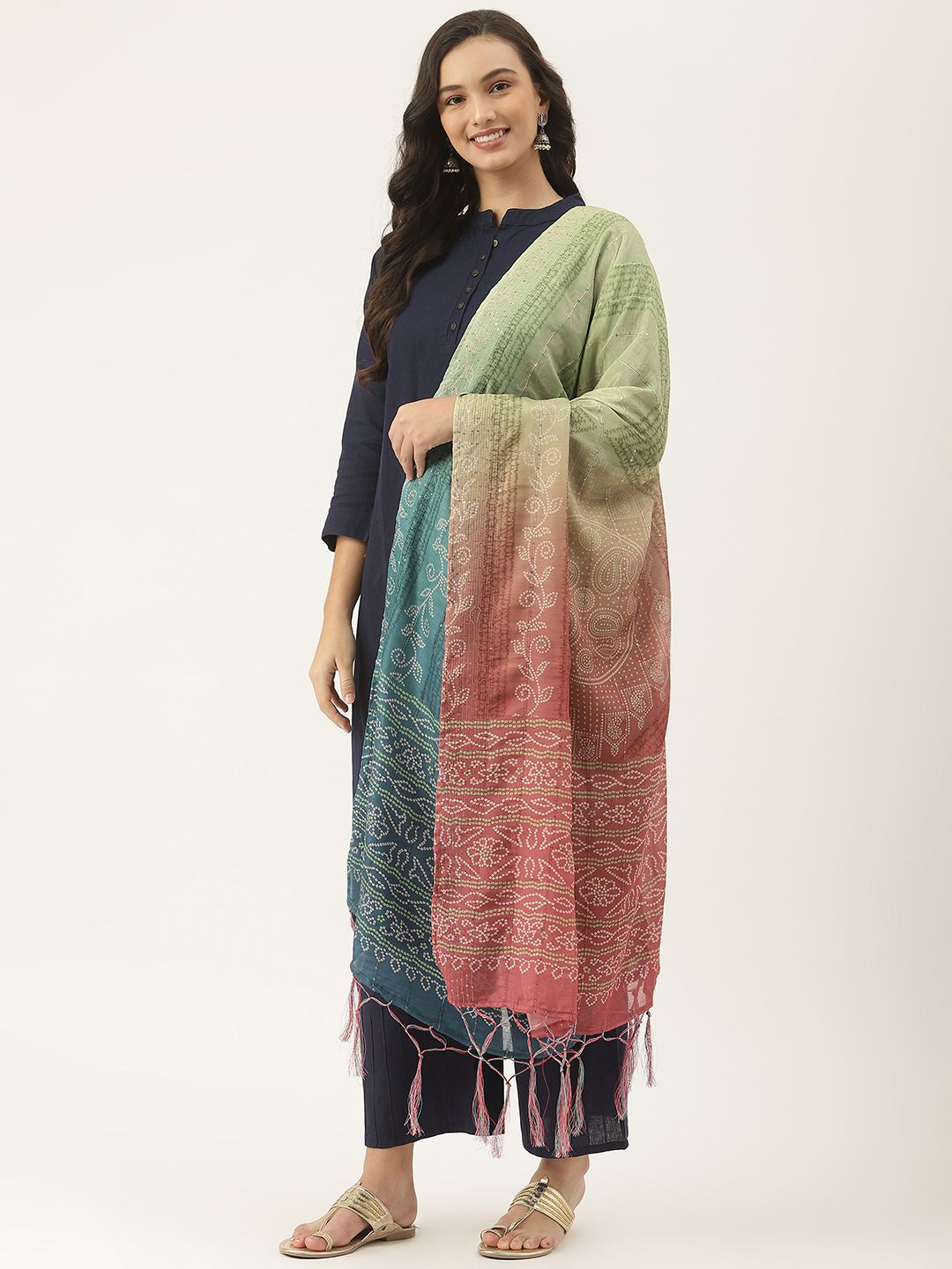 VAABA Multicoloured Bandhani Dupatta