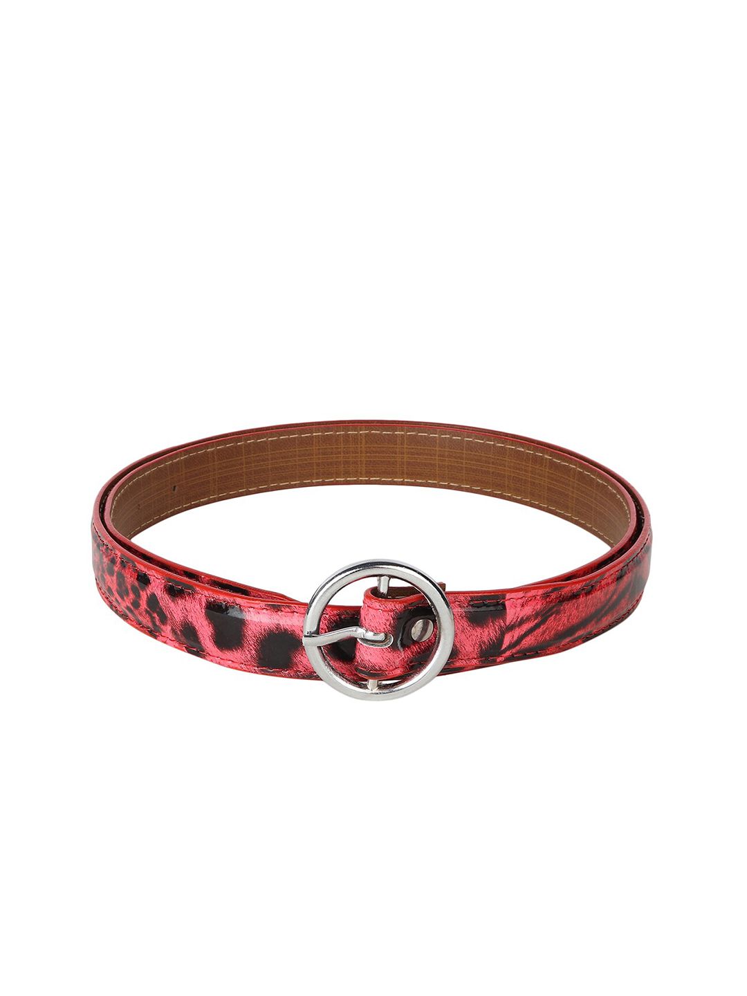 Swiss Design Women Red & Black Animal Printed PU Belt Price in India