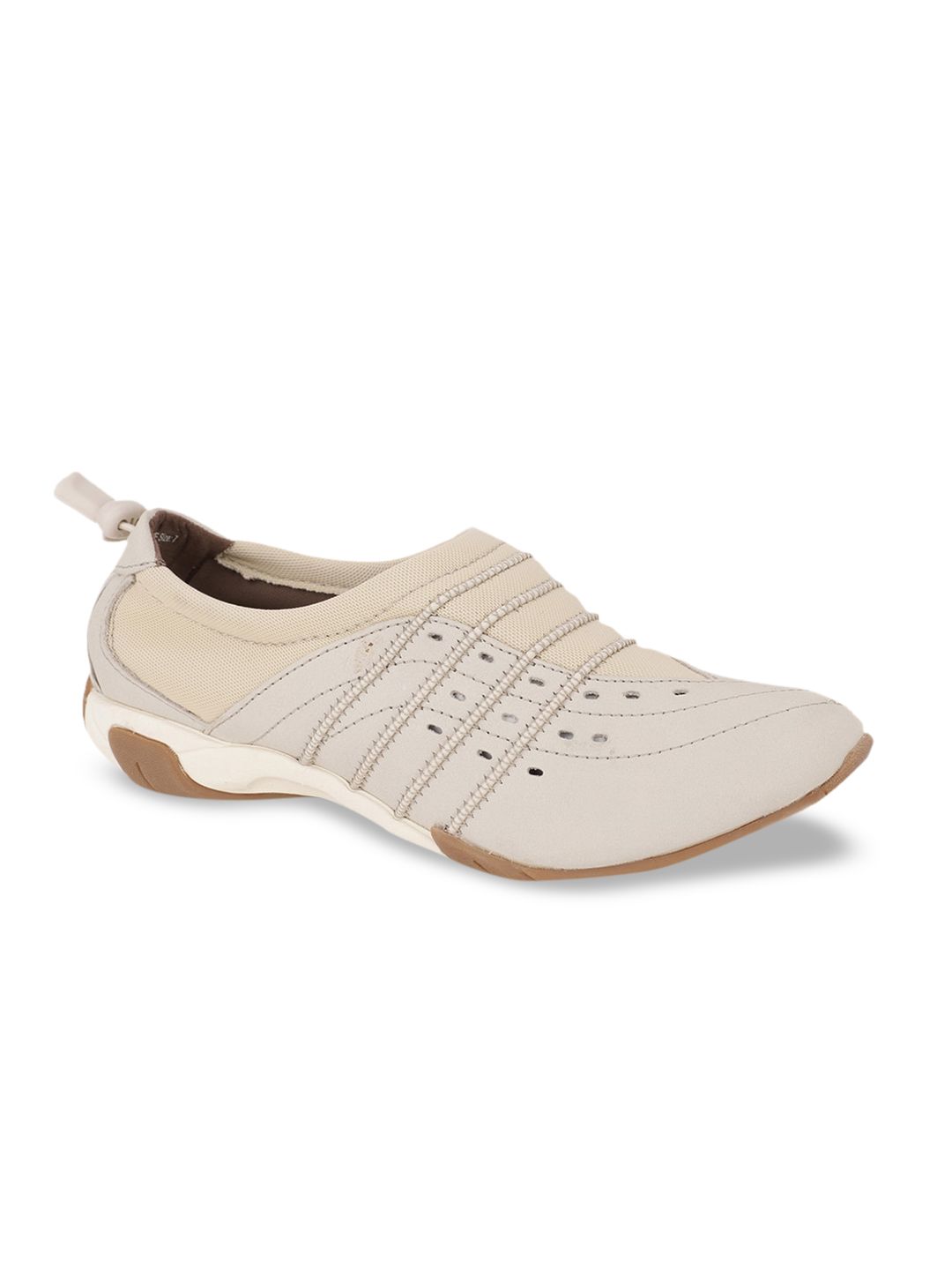 Hush Puppies Women Off White Woven Design Leather Sneakers Price in India