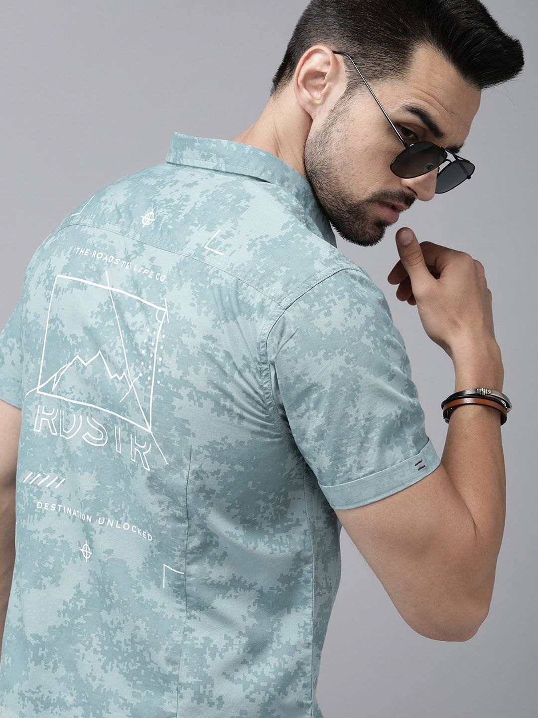 The Roadster Lifestyle Co Men Blue Printed  Cotton Casual Shirt