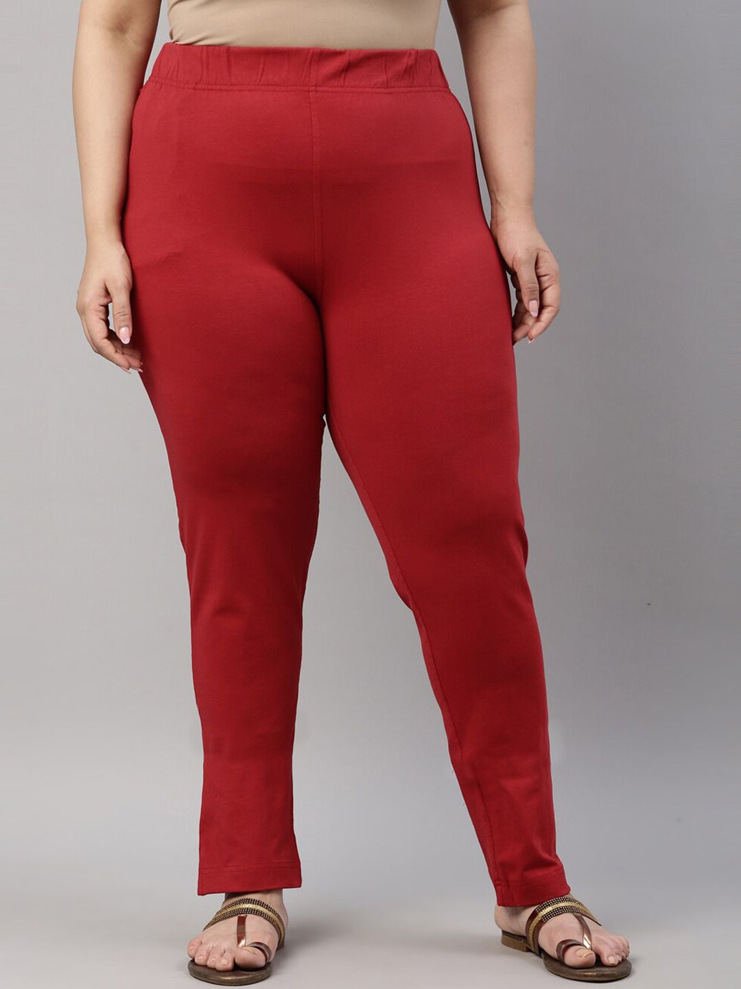 Go Colors Women Red Chinos Trousers Price in India