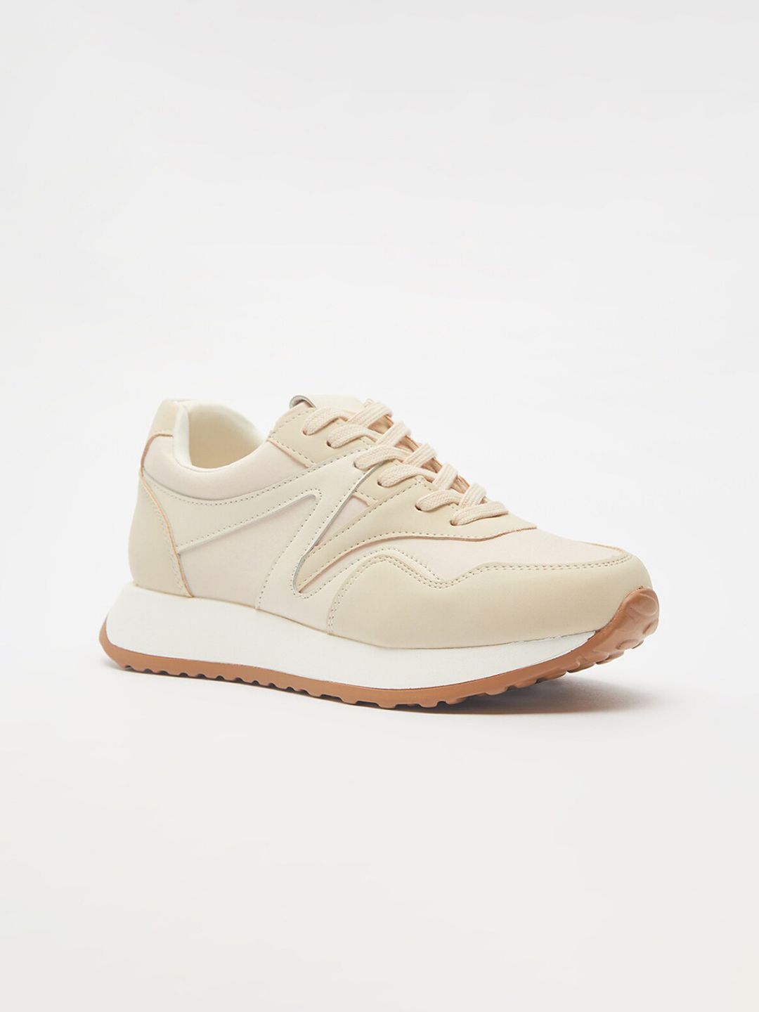 shoexpress Women Cream-Coloured Running Non-Marking Shoes Price in India