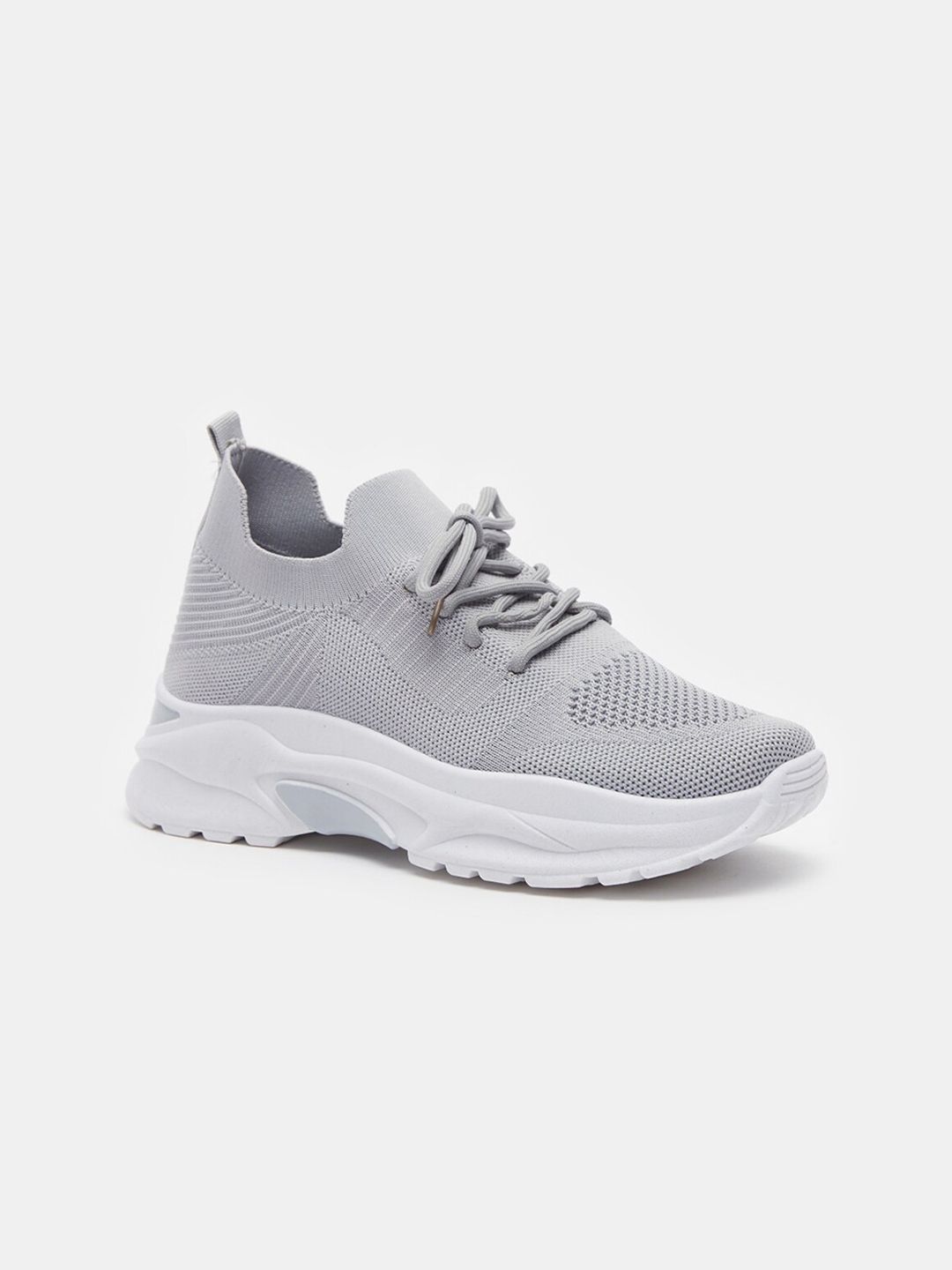 shoexpress Women Grey Mesh Running Non-Marking Shoes Price in India