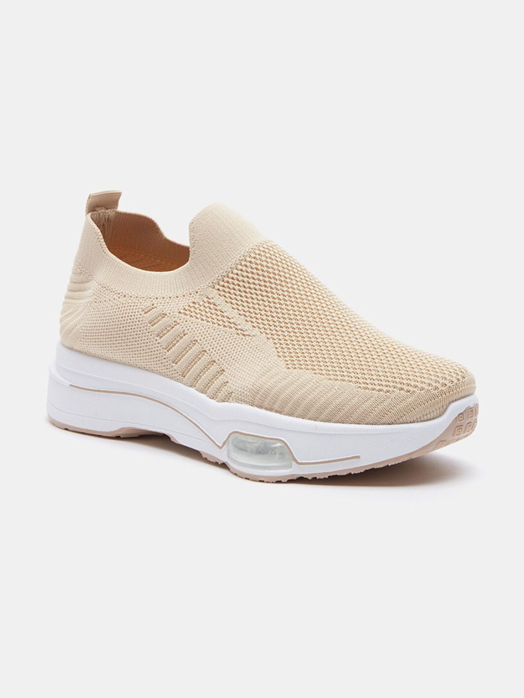 shoexpress Women Beige Mesh Walking Non-Marking Shoes Price in India