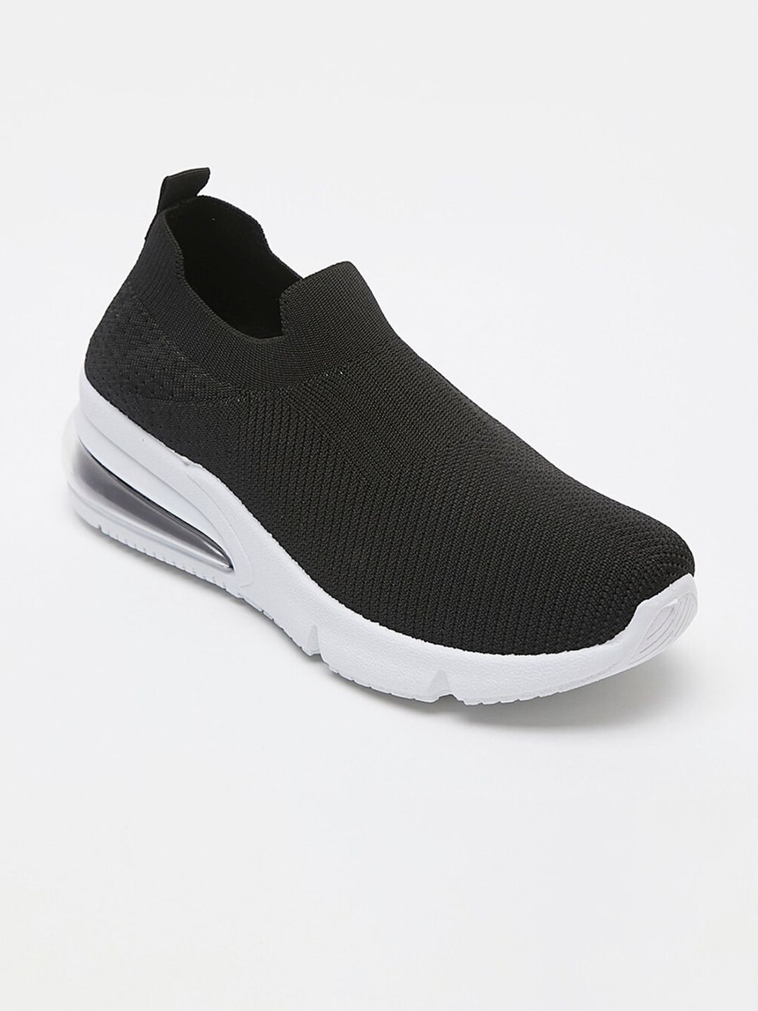 shoexpress Women Black Mesh Walking Non-Marking Slip-On Shoes Price in India