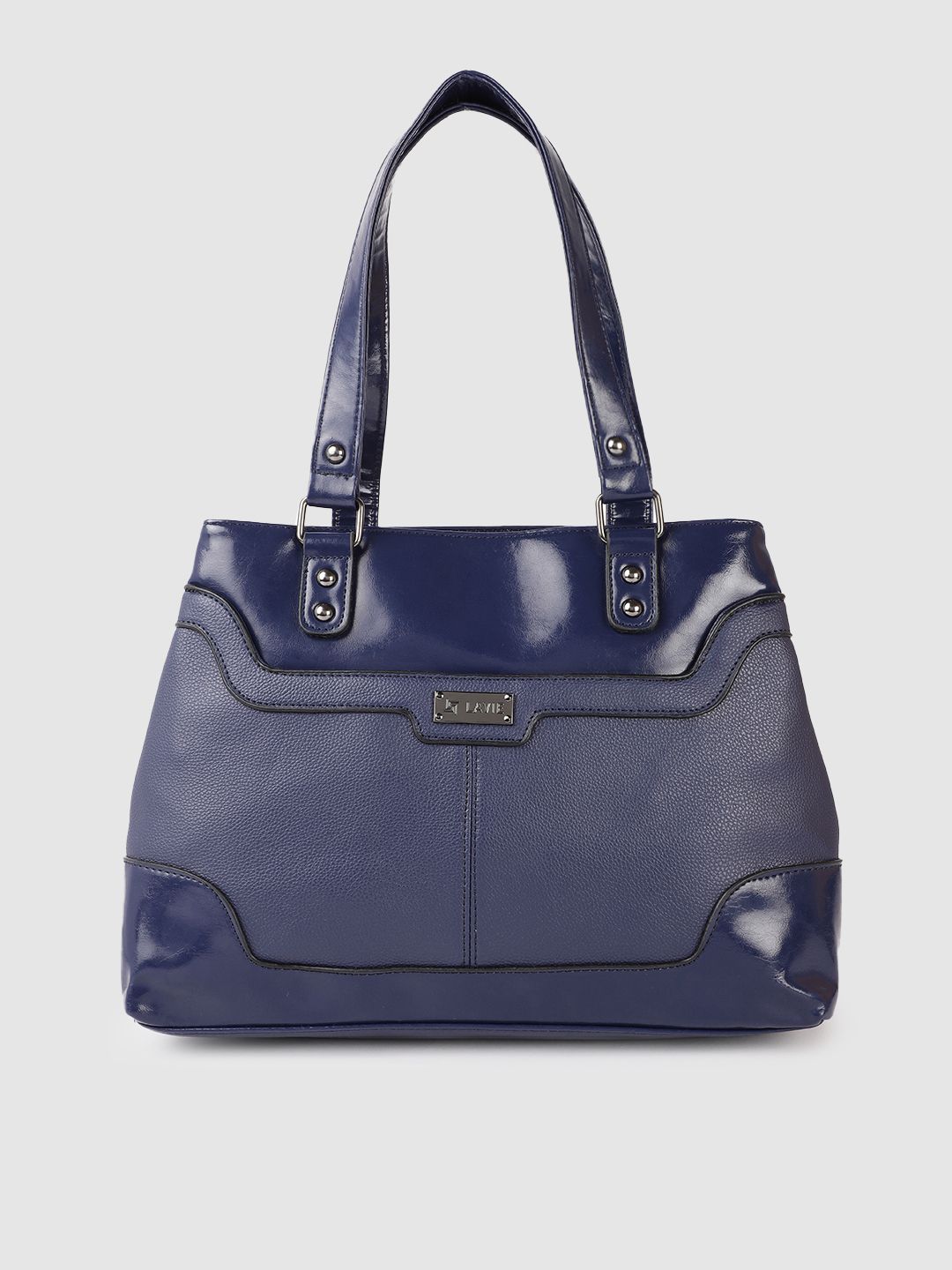 Lavie Navy Blue Textured Structured Shoulder Bag Price in India