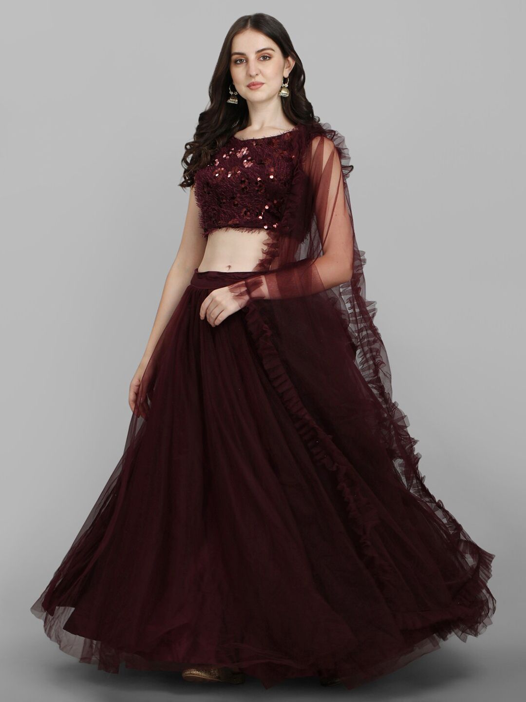 PMD Fashion Purple Semi-Stitched Lehenga & Unstitched Blouse With Dupatta Price in India