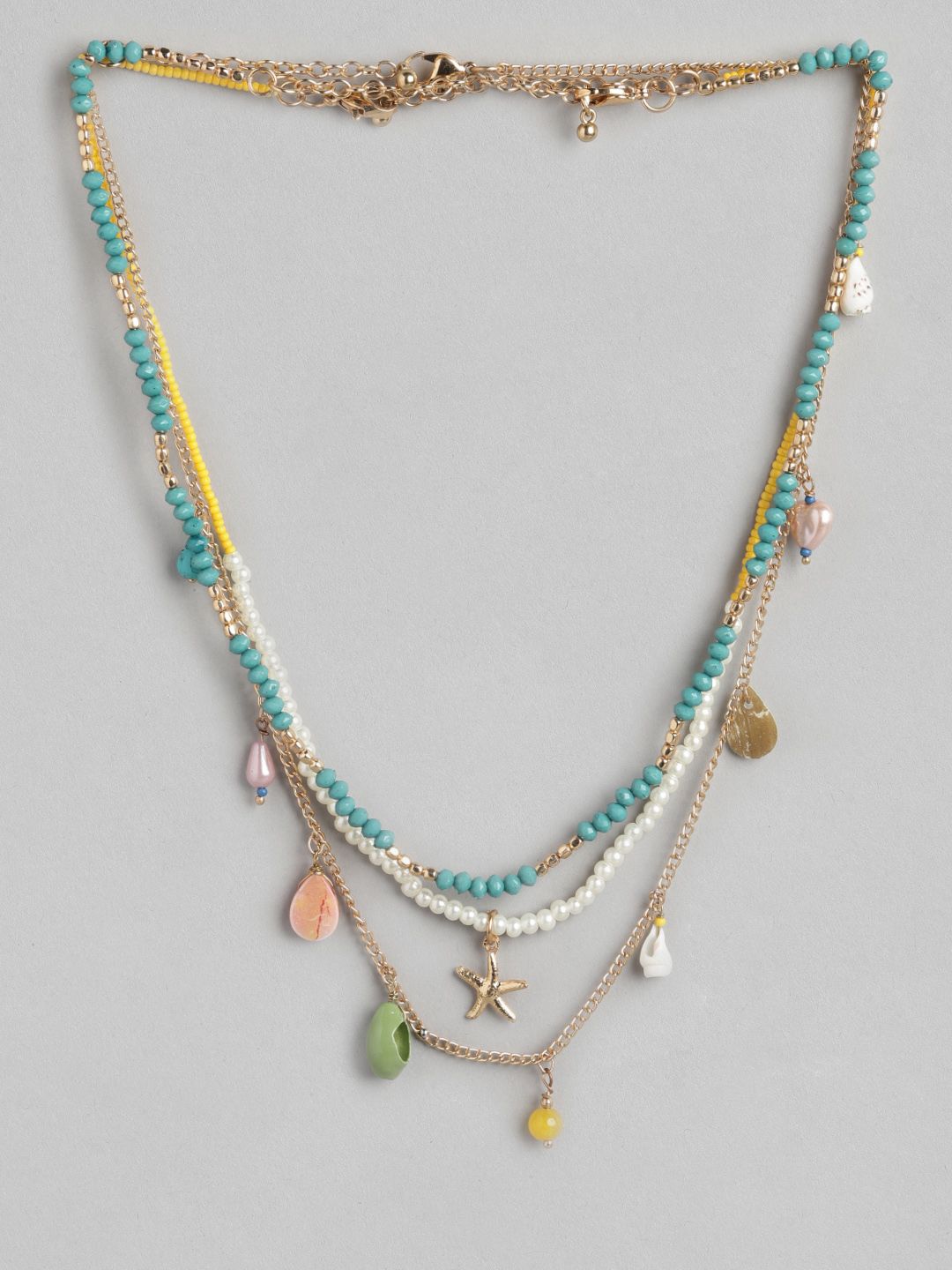DEEBACO Green Layered Beaded Necklace Price in India