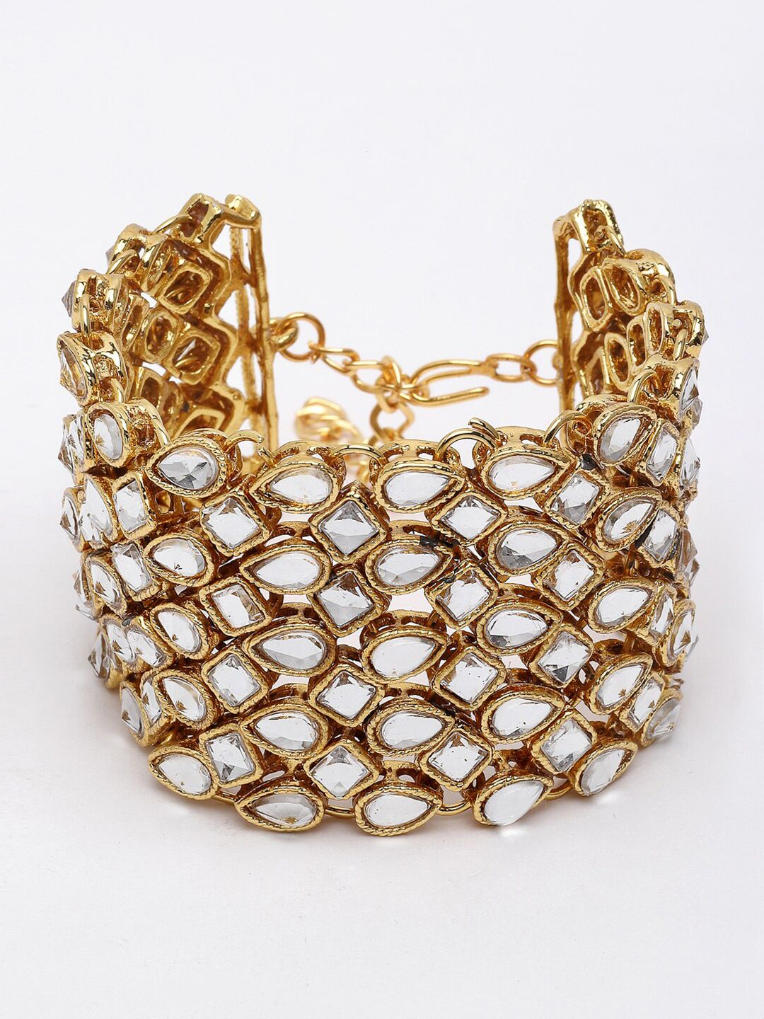 NEUDIS Women Gold-Toned & White Oxidised Bangle-Style Bracelet Price in India